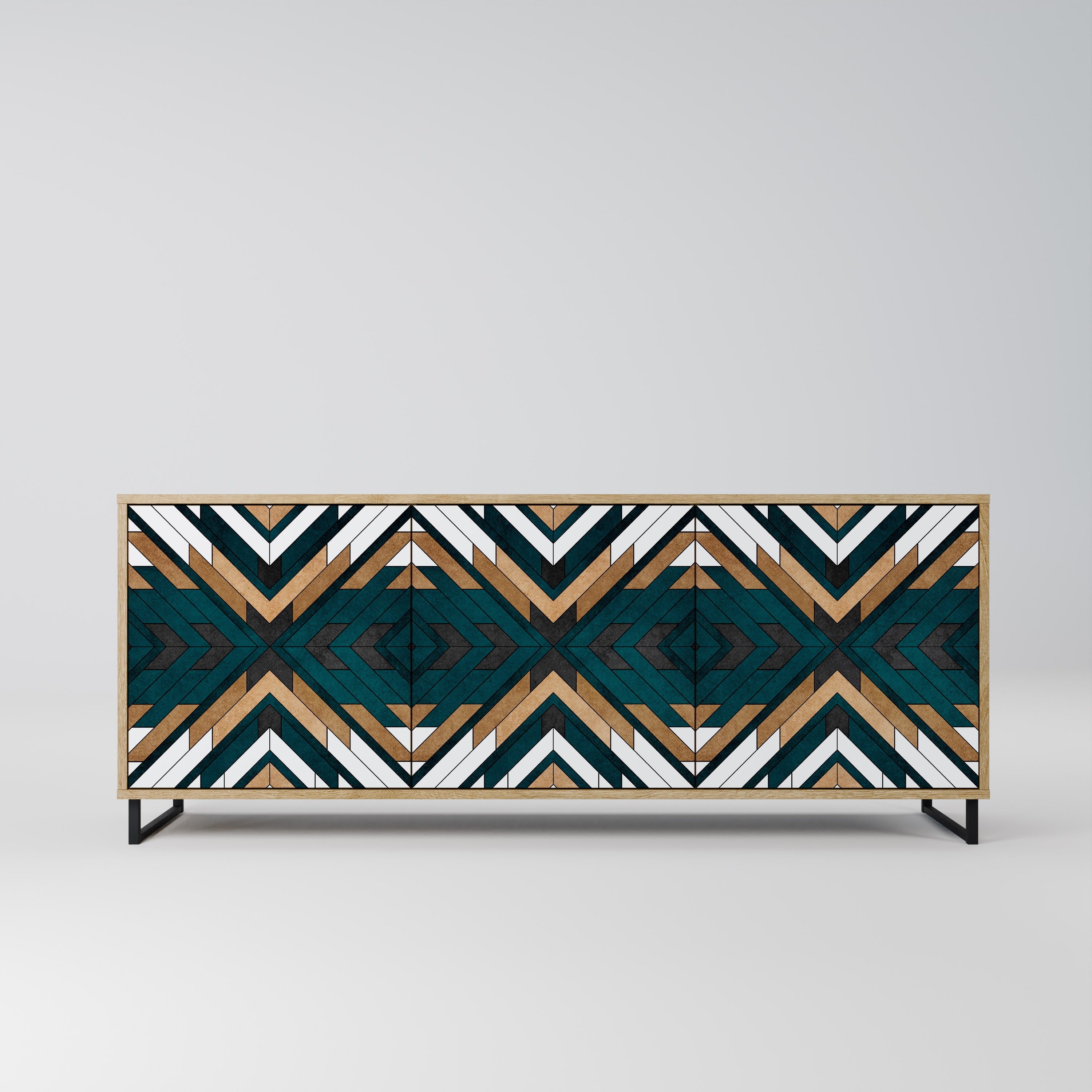 Buffet 3 portes effet chêne ARTISTIC GEOMETRY