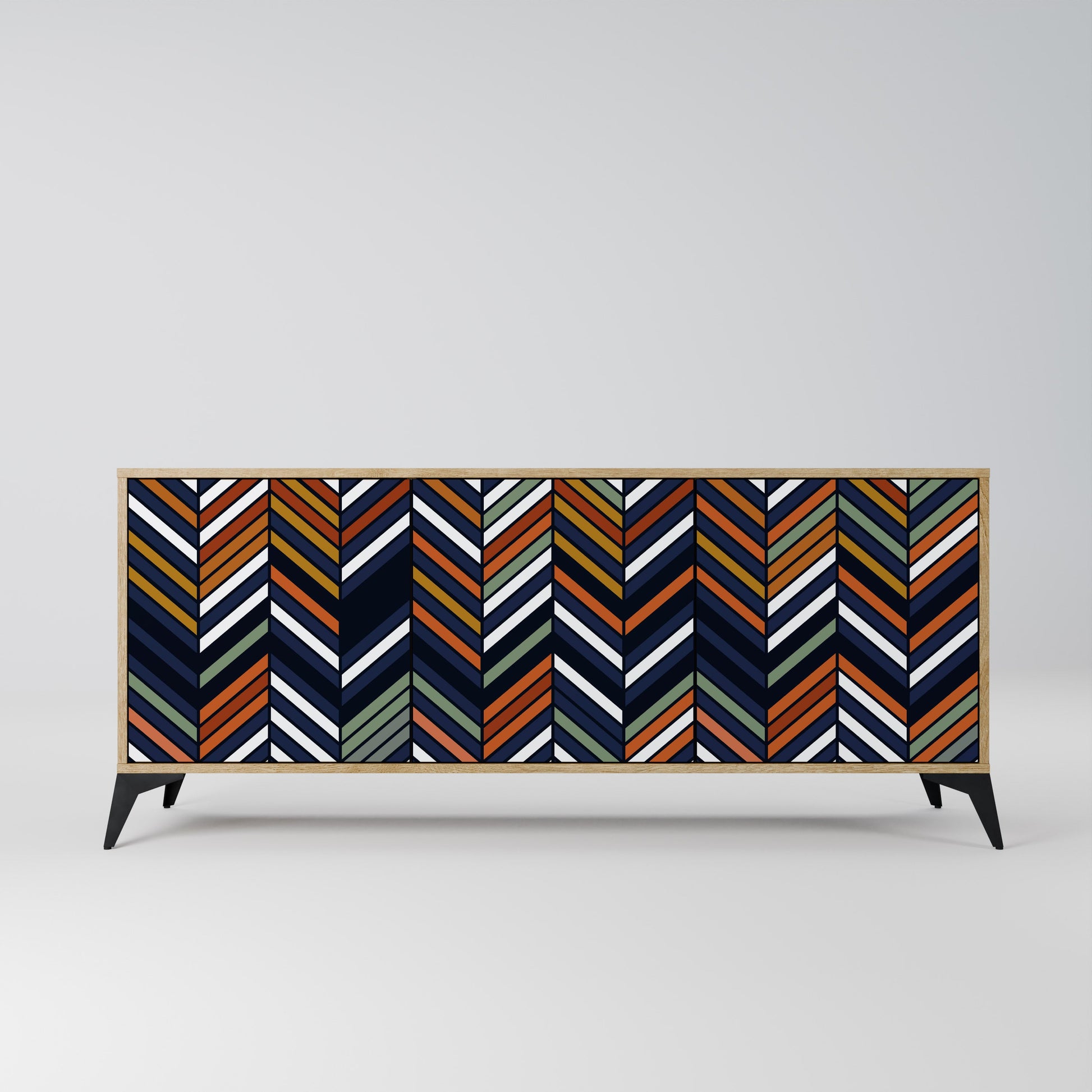 Buffet 3 portes PATCHWORK VIBRANT effet chêne