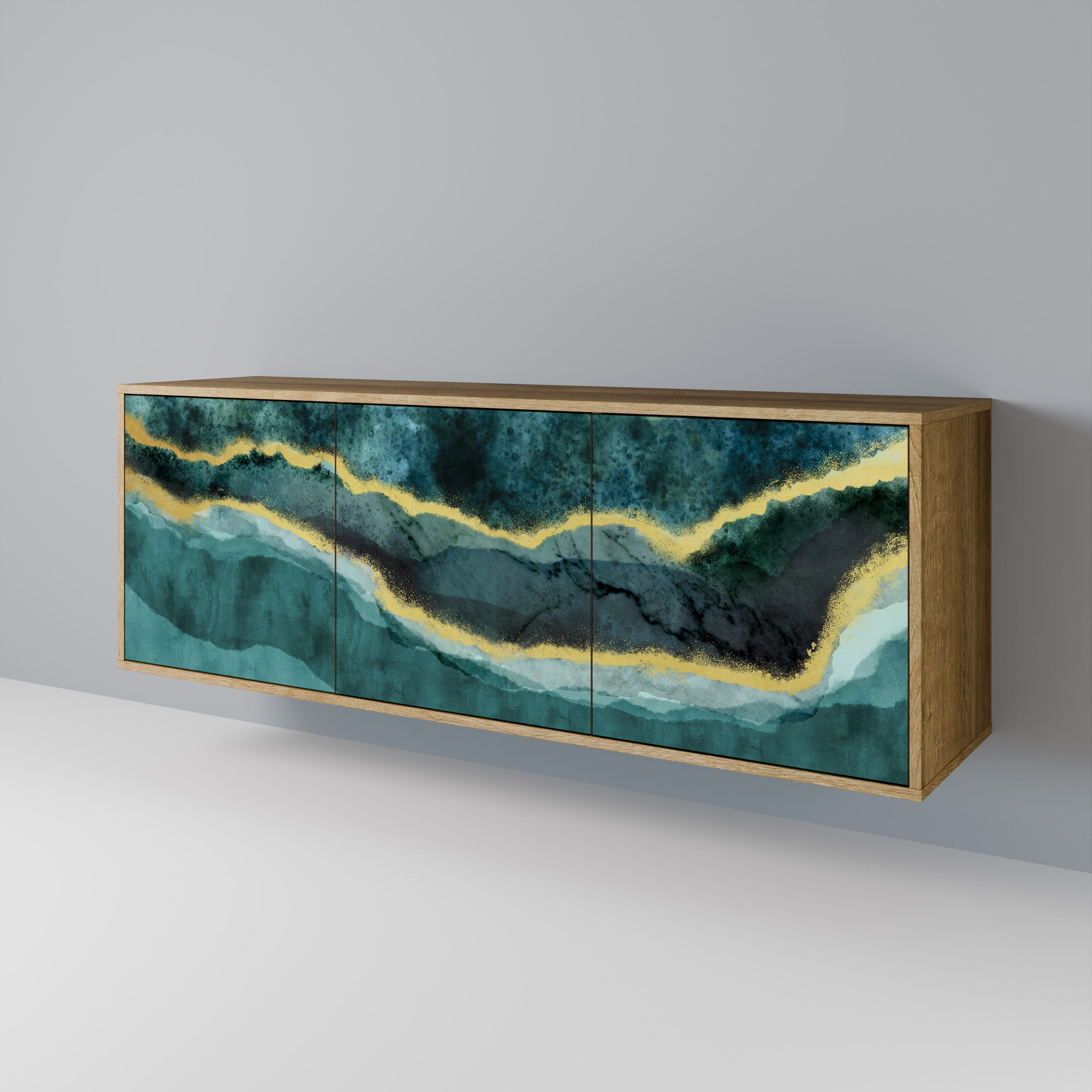 Buffet 3 portes GOLDRUSH ODYSSEY effet chêne