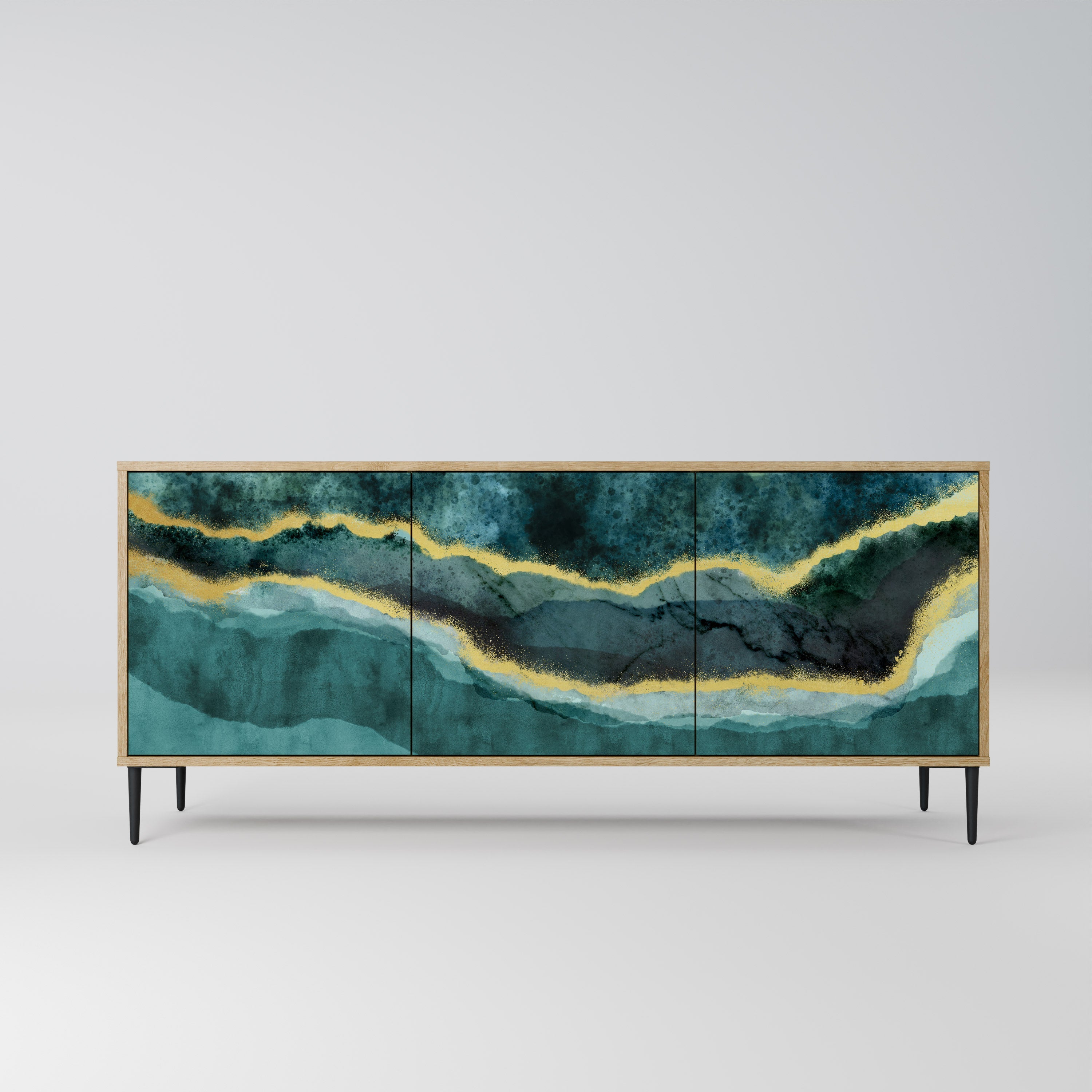 Buffet 3 portes GOLDRUSH ODYSSEY effet chêne