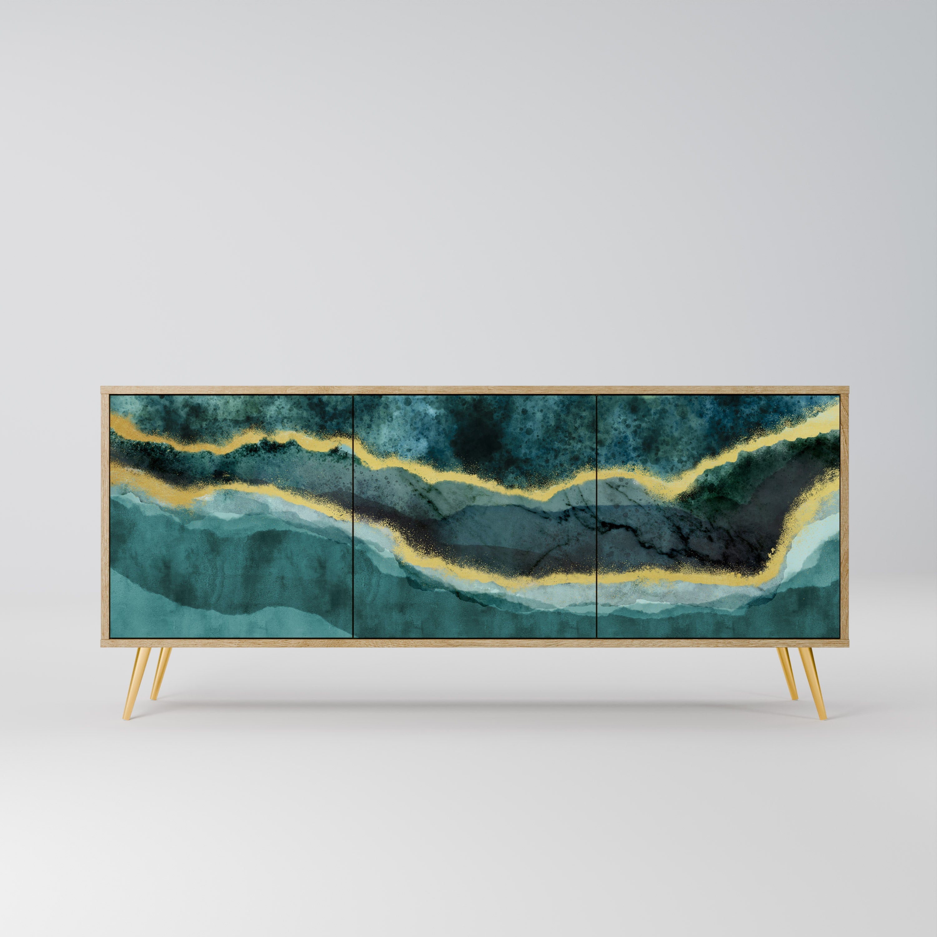 Buffet 3 portes GOLDRUSH ODYSSEY effet chêne