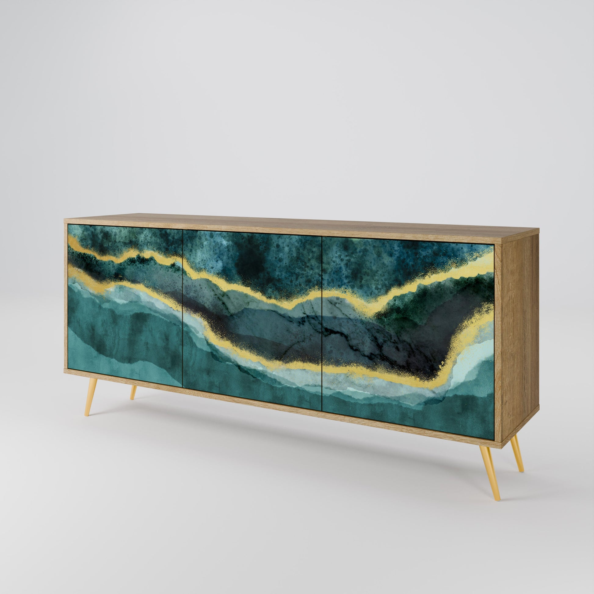 Buffet 3 portes GOLDRUSH ODYSSEY effet chêne