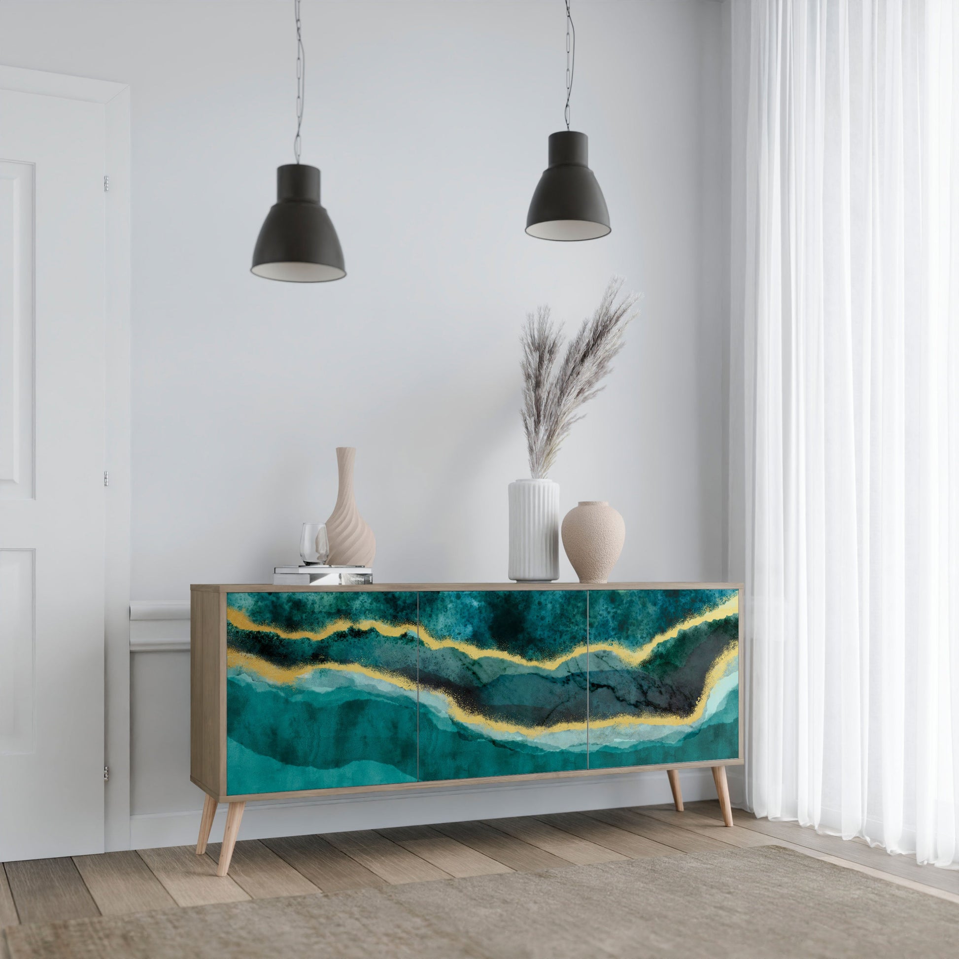 Buffet 3 portes GOLDRUSH ODYSSEY effet chêne