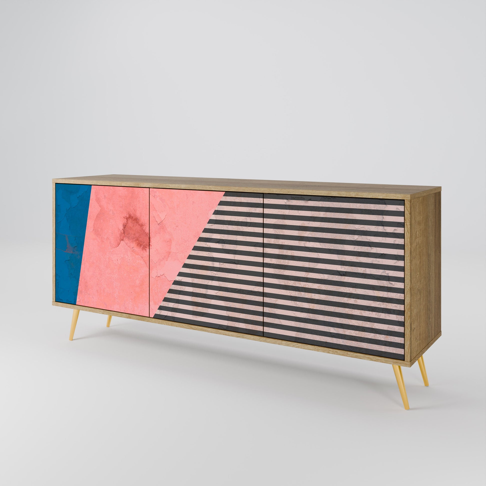 Buffet 3 portes effet chêne GLAMOROUS STRIPE