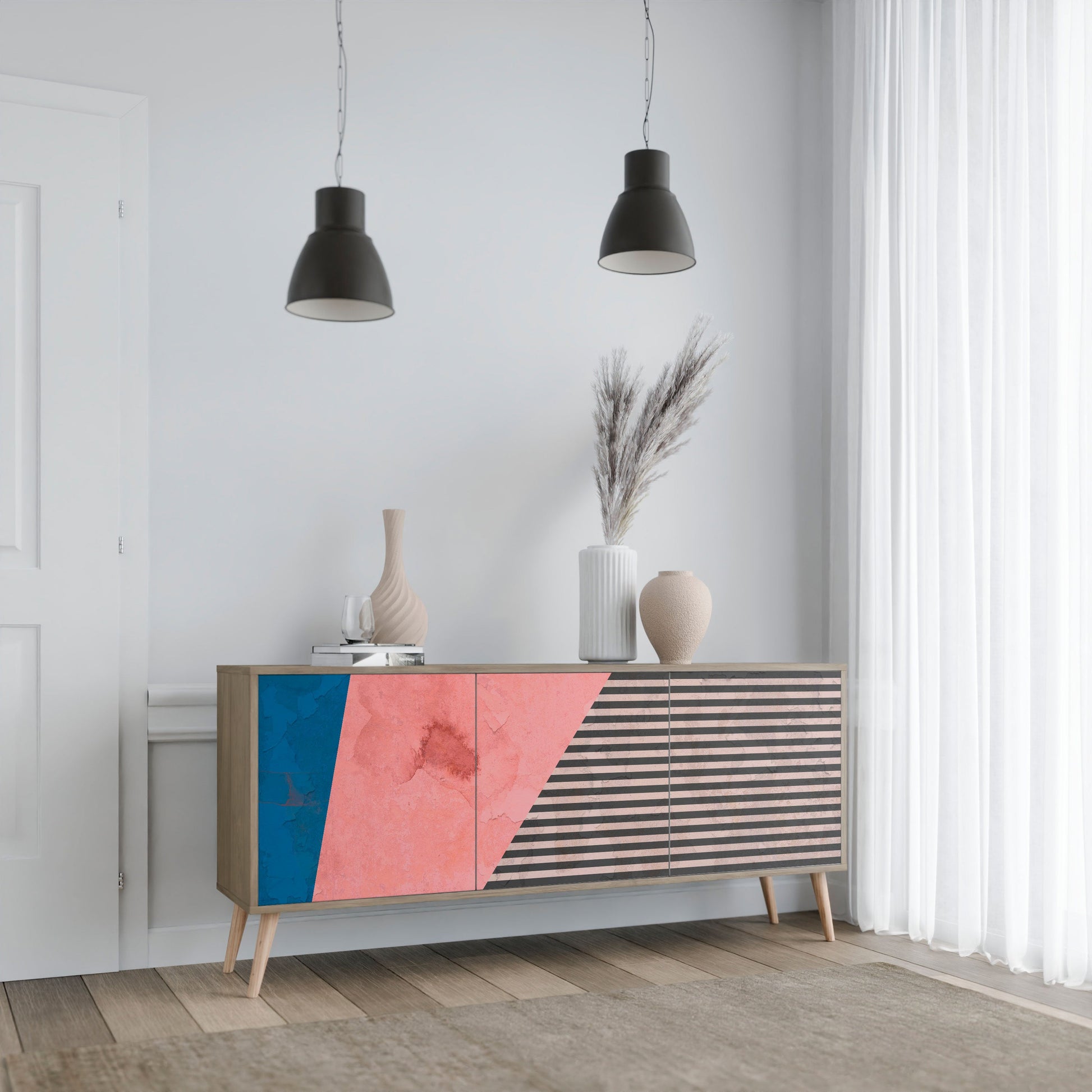 Buffet 3 portes effet chêne GLAMOROUS STRIPE