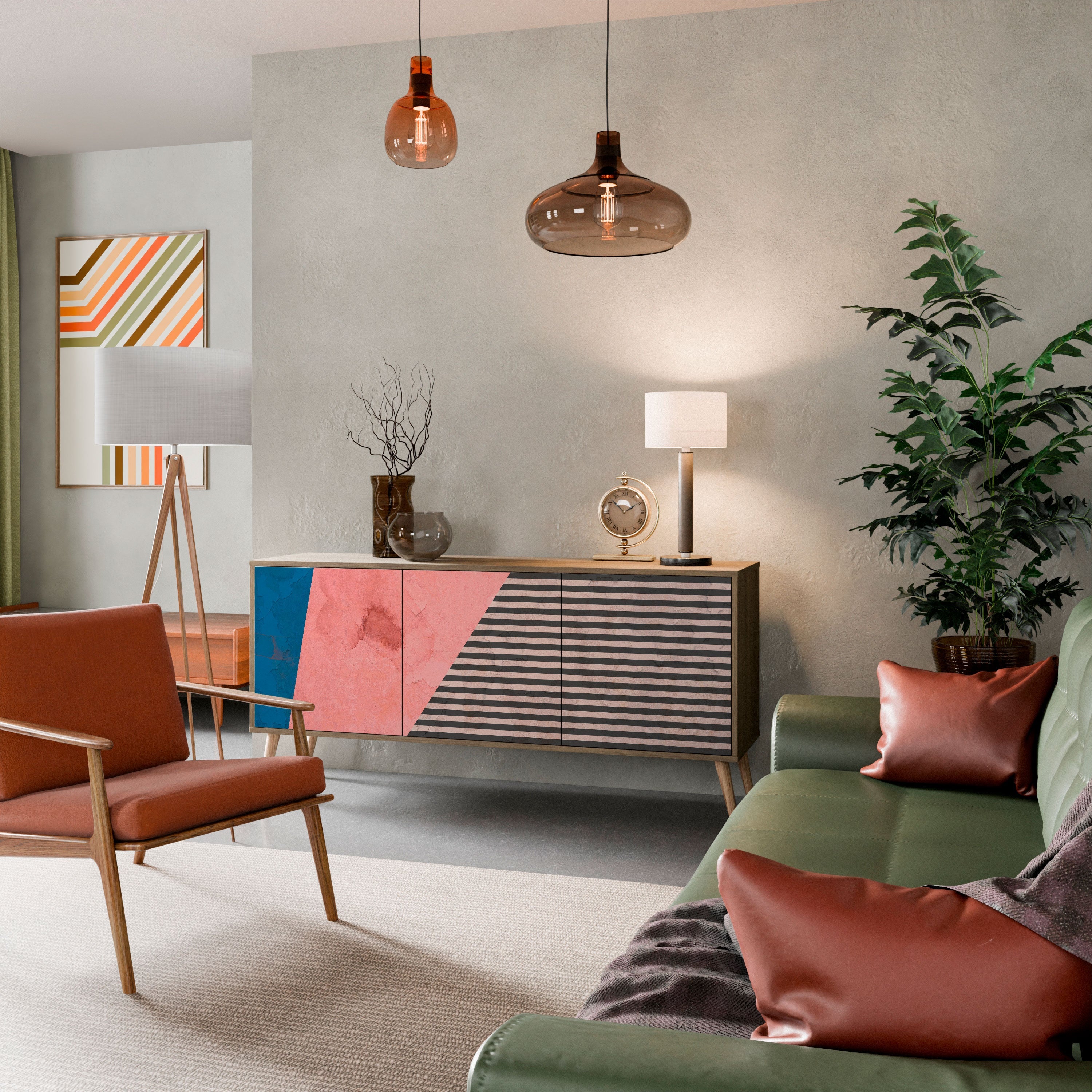 Buffet 3 portes effet chêne GLAMOROUS STRIPE