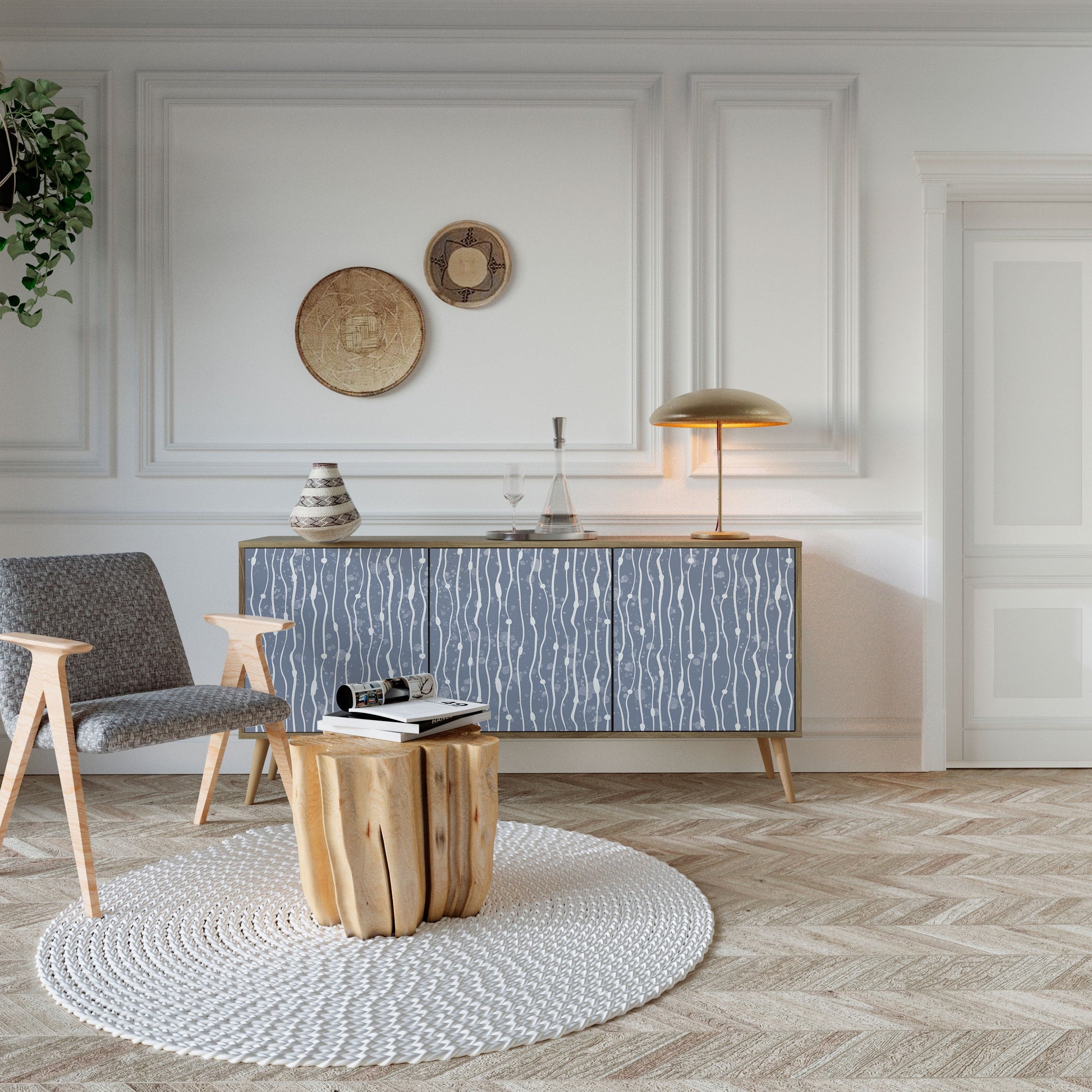 Buffet 3 portes GRAPHITE RAIN effet chêne