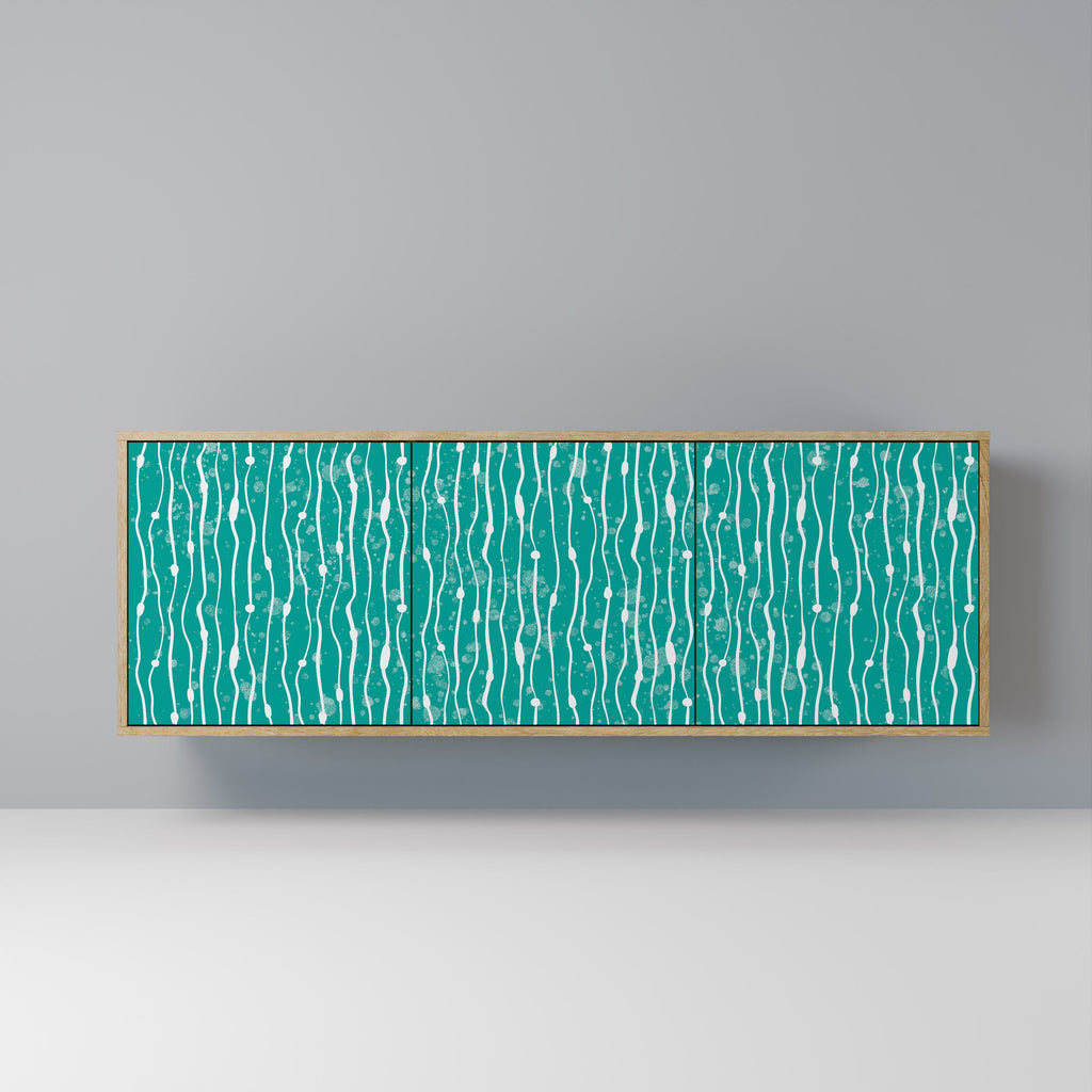 Buffet 3 portes TURQUOISE RAIN effet chêne