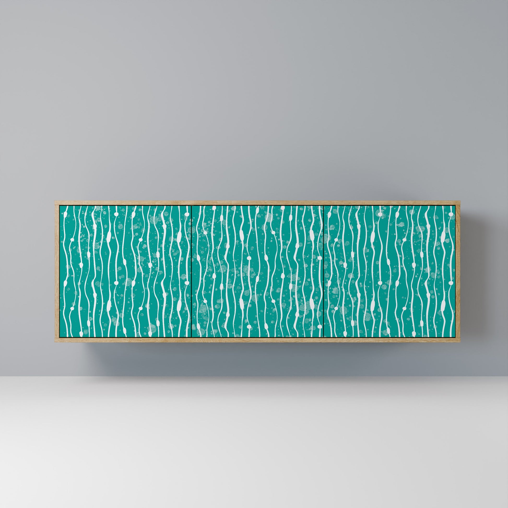 Buffet 3 portes TURQUOISE RAIN effet chêne