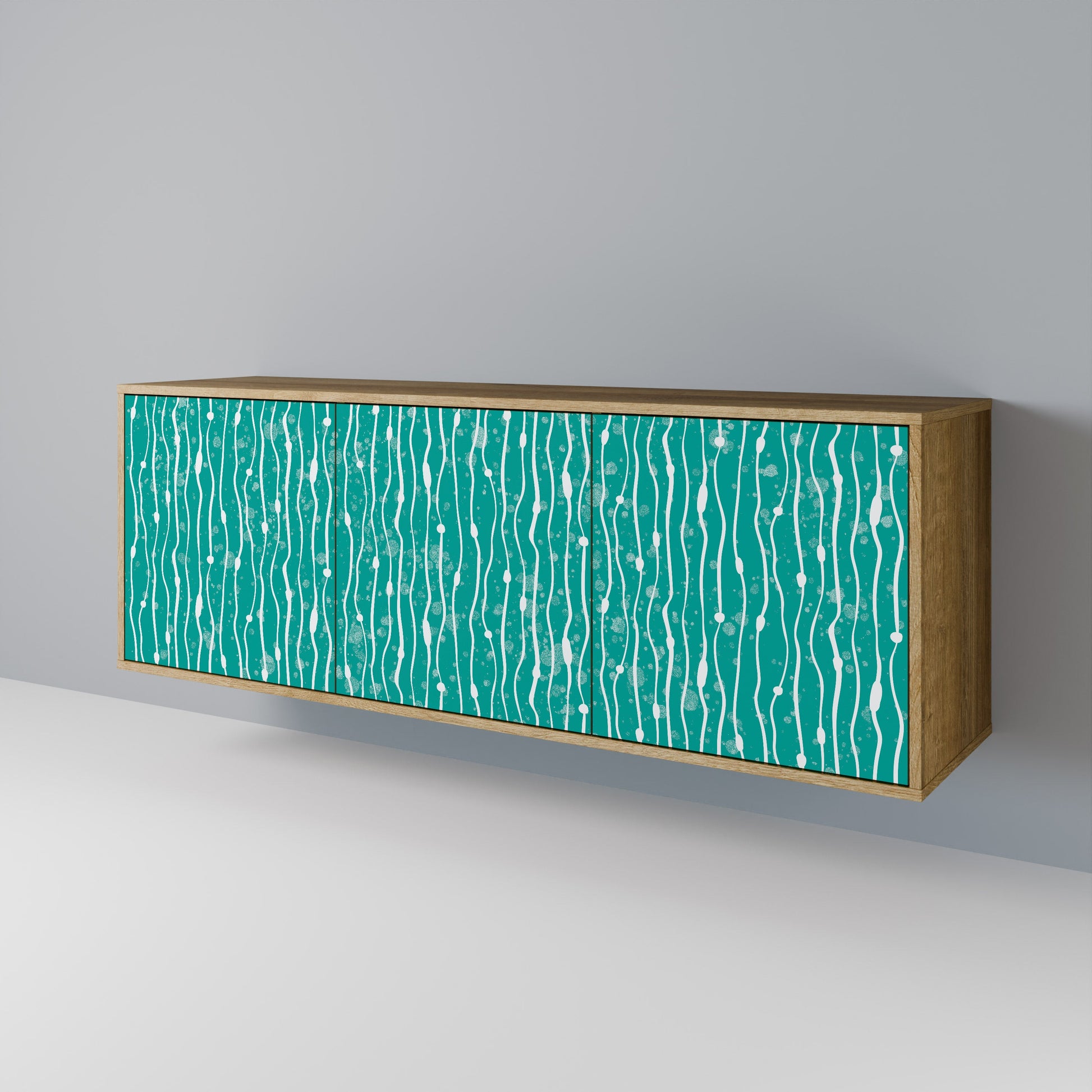 Buffet 3 portes TURQUOISE RAIN effet chêne