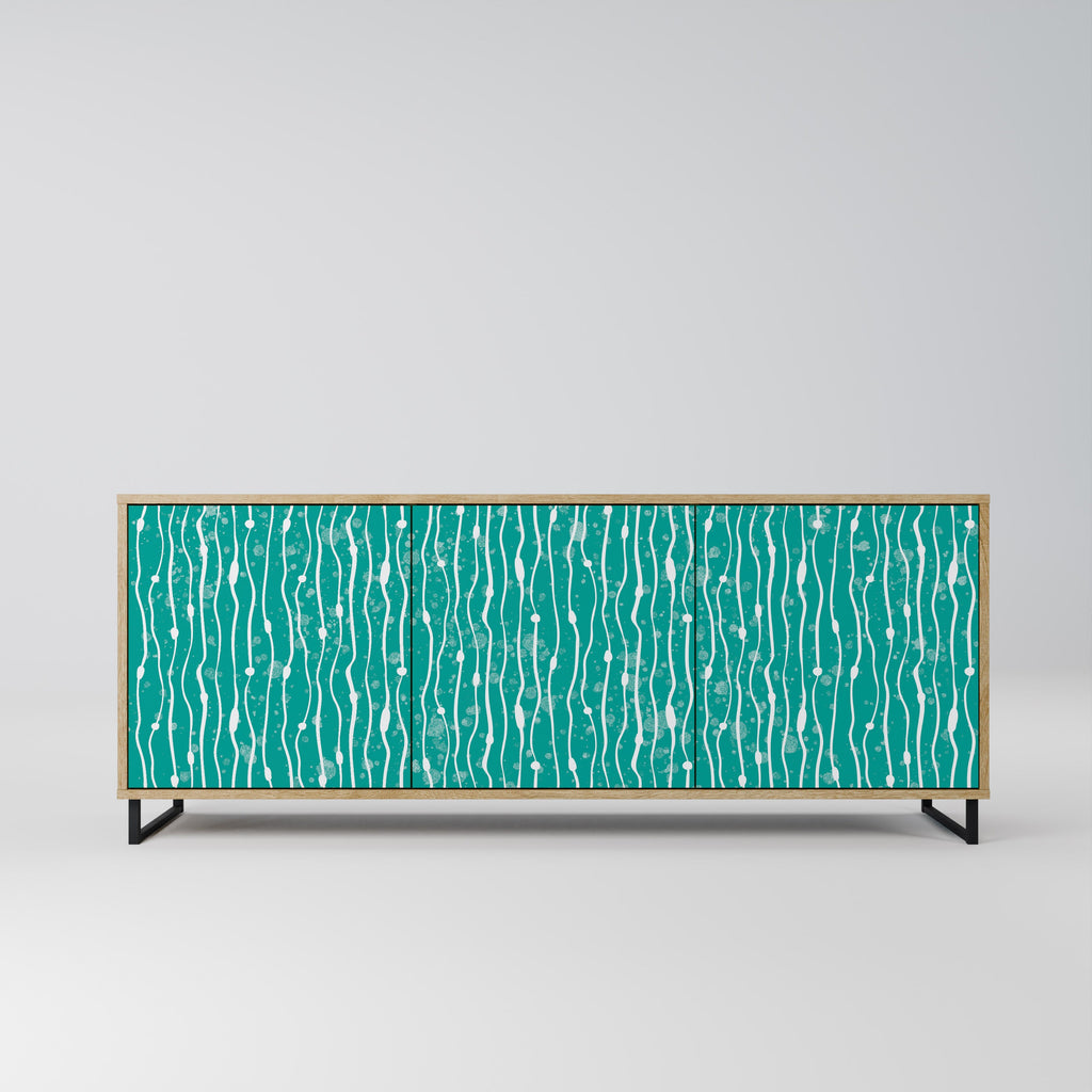 Buffet 3 portes TURQUOISE RAIN effet chêne