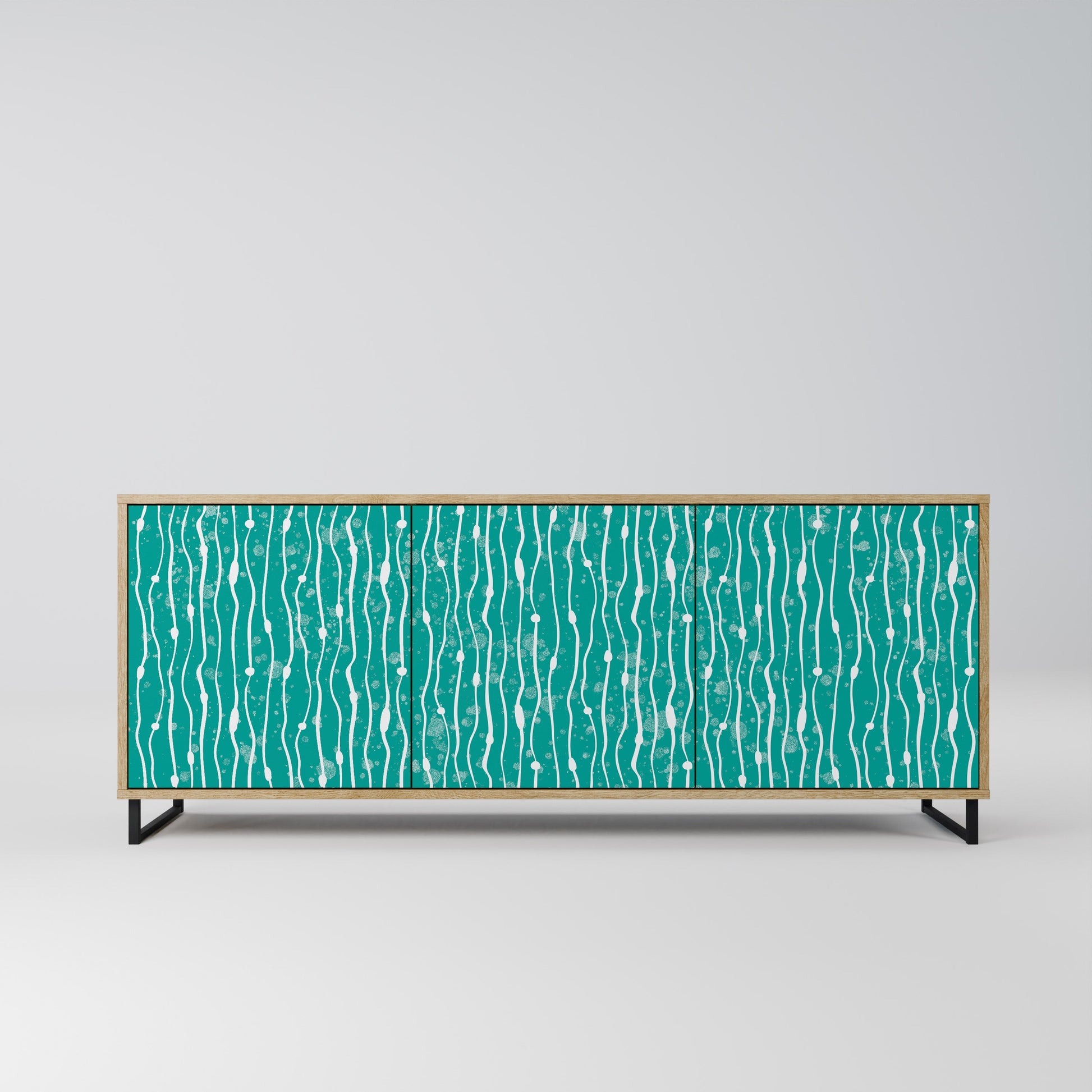 Buffet 3 portes TURQUOISE RAIN effet chêne