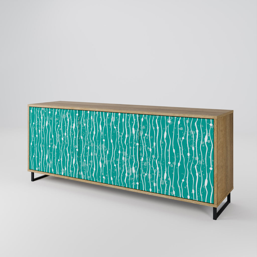 Buffet 3 portes TURQUOISE RAIN effet chêne