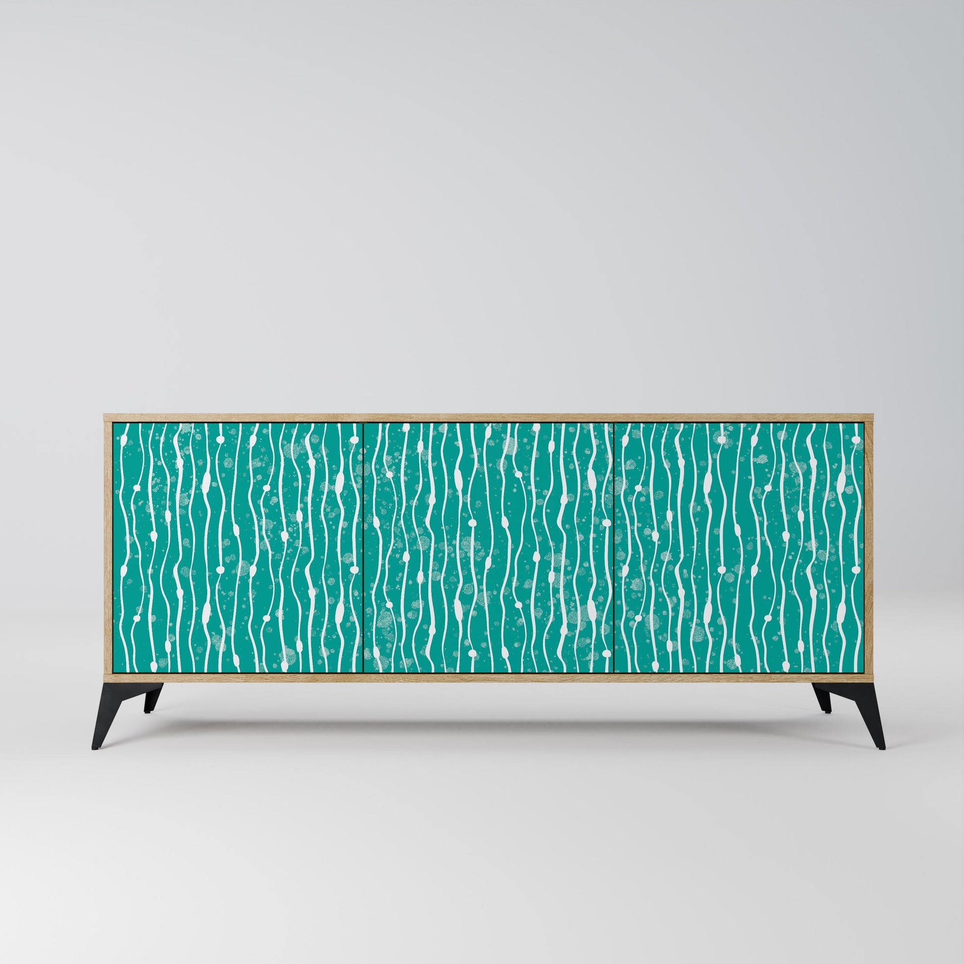 Buffet 3 portes TURQUOISE RAIN effet chêne