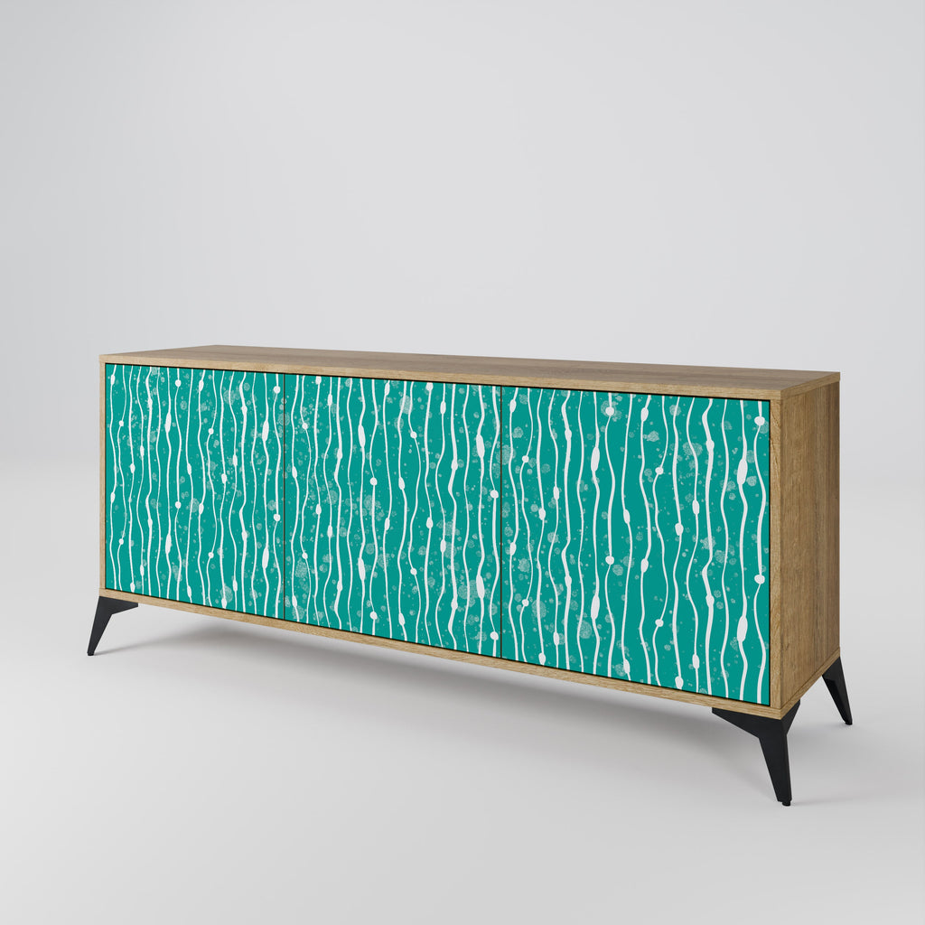 Buffet 3 portes TURQUOISE RAIN effet chêne