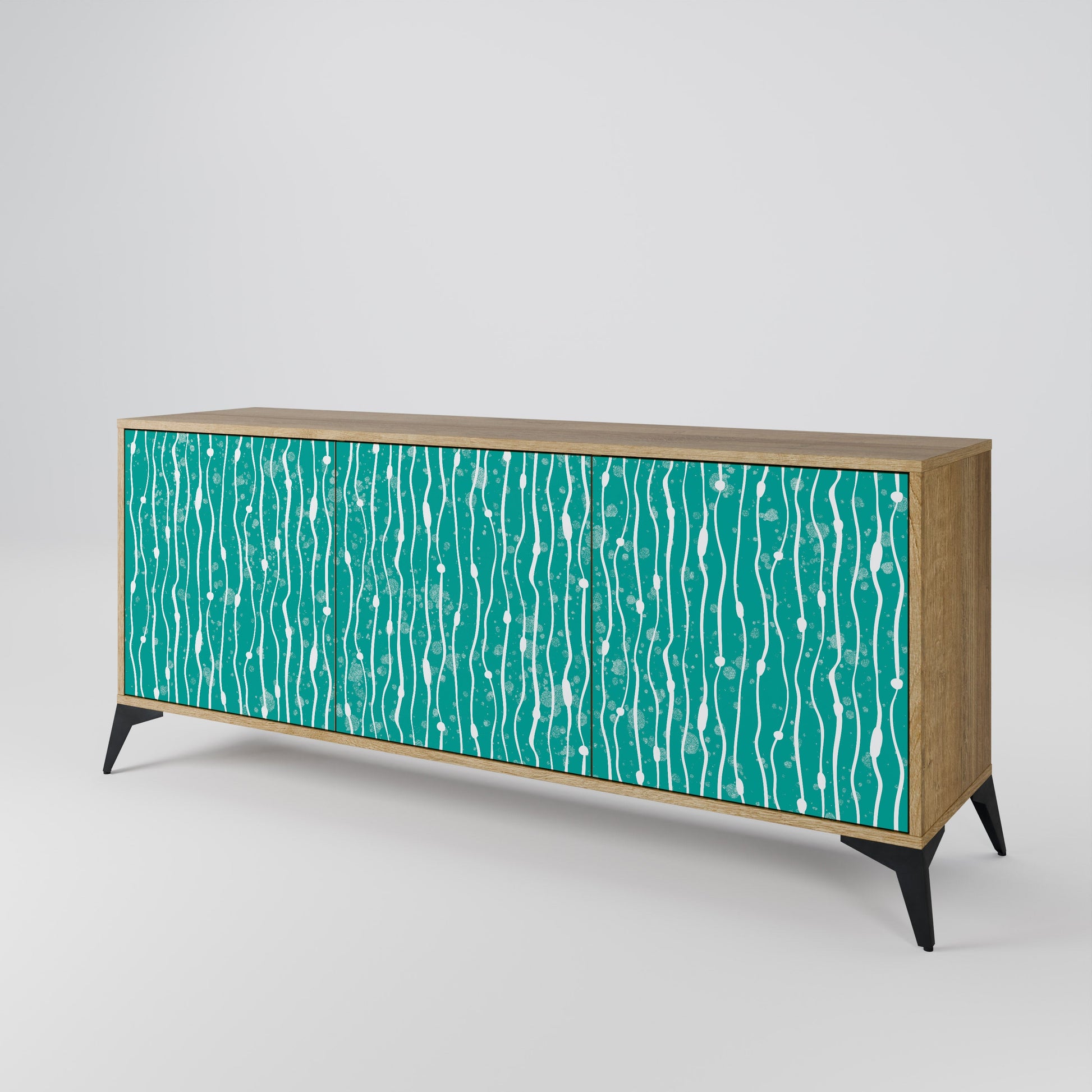 Buffet 3 portes TURQUOISE RAIN effet chêne
