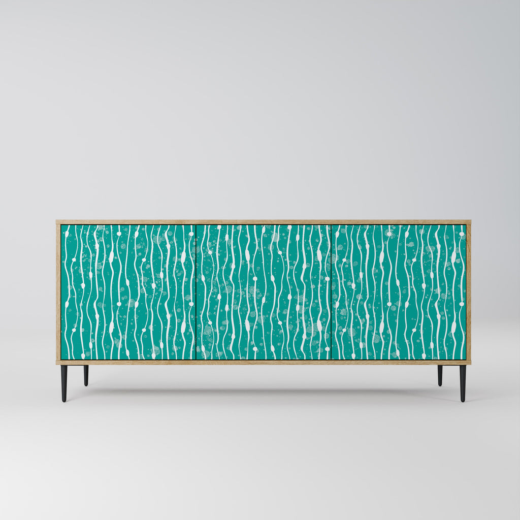 Buffet 3 portes TURQUOISE RAIN effet chêne