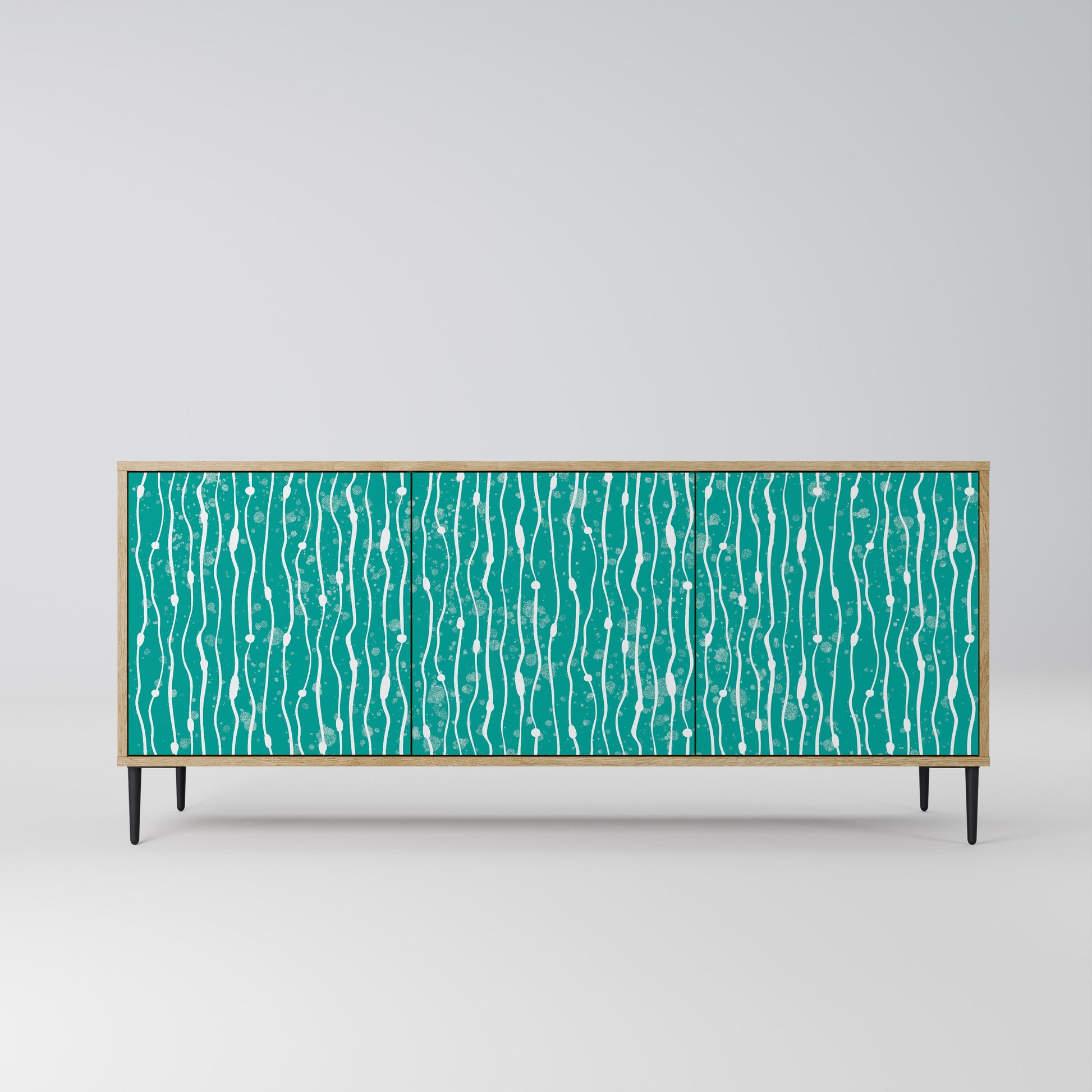 Buffet 3 portes TURQUOISE RAIN effet chêne