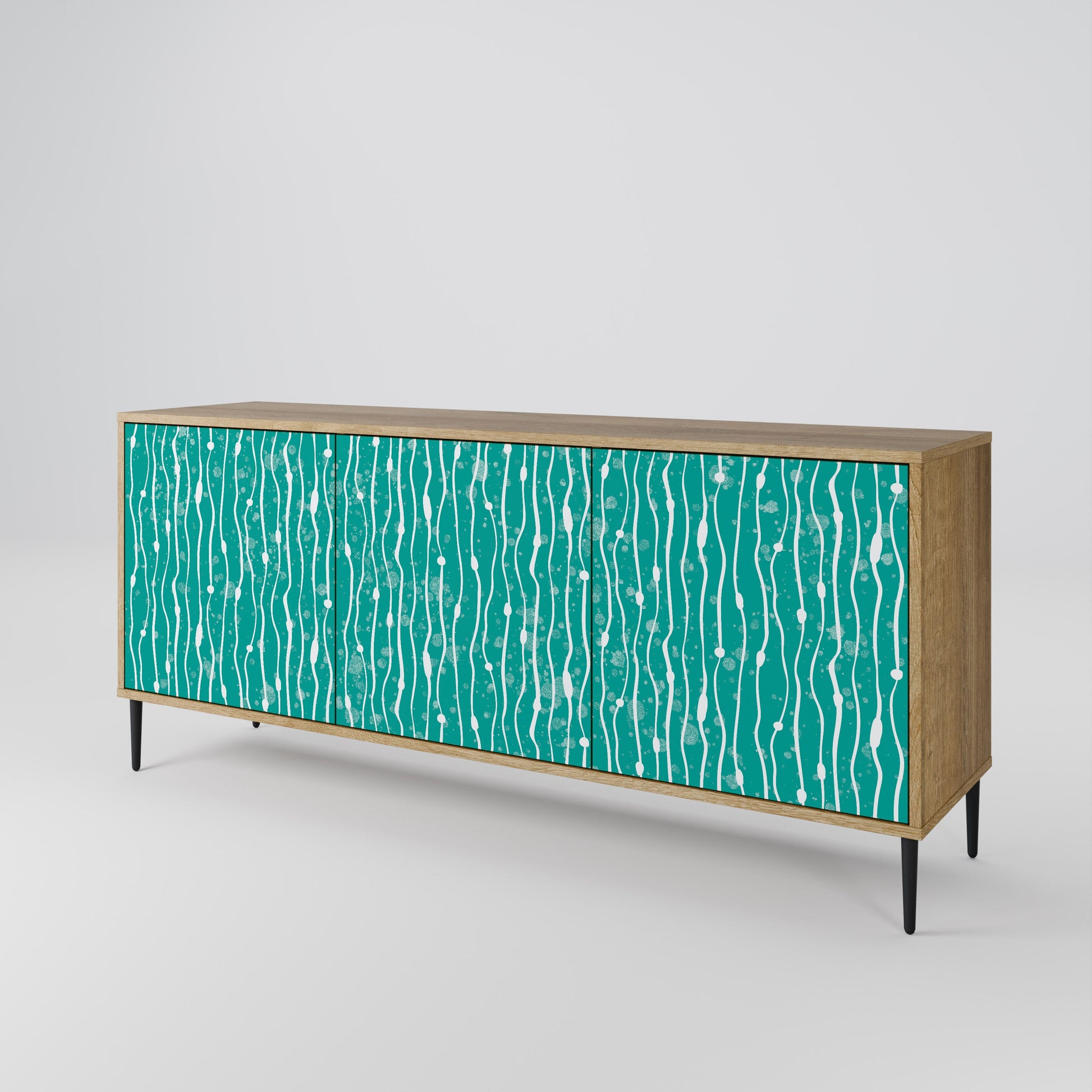 Buffet 3 portes TURQUOISE RAIN effet chêne