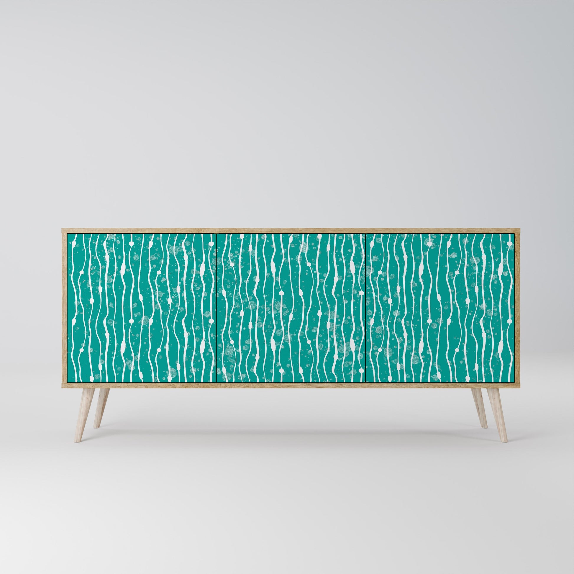 Buffet 3 portes TURQUOISE RAIN effet chêne