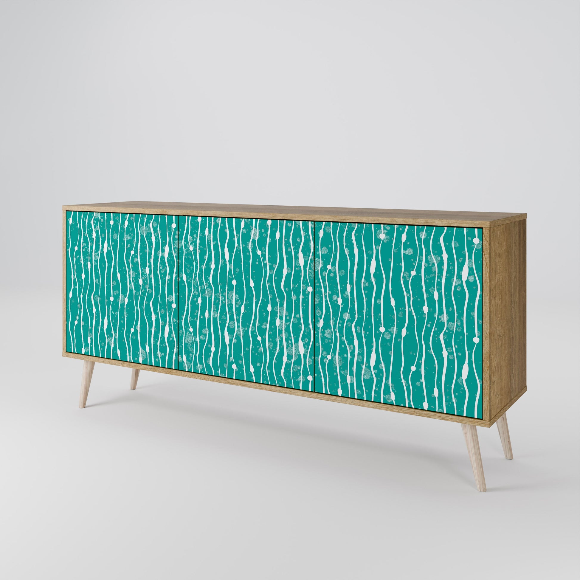 Buffet 3 portes TURQUOISE RAIN effet chêne