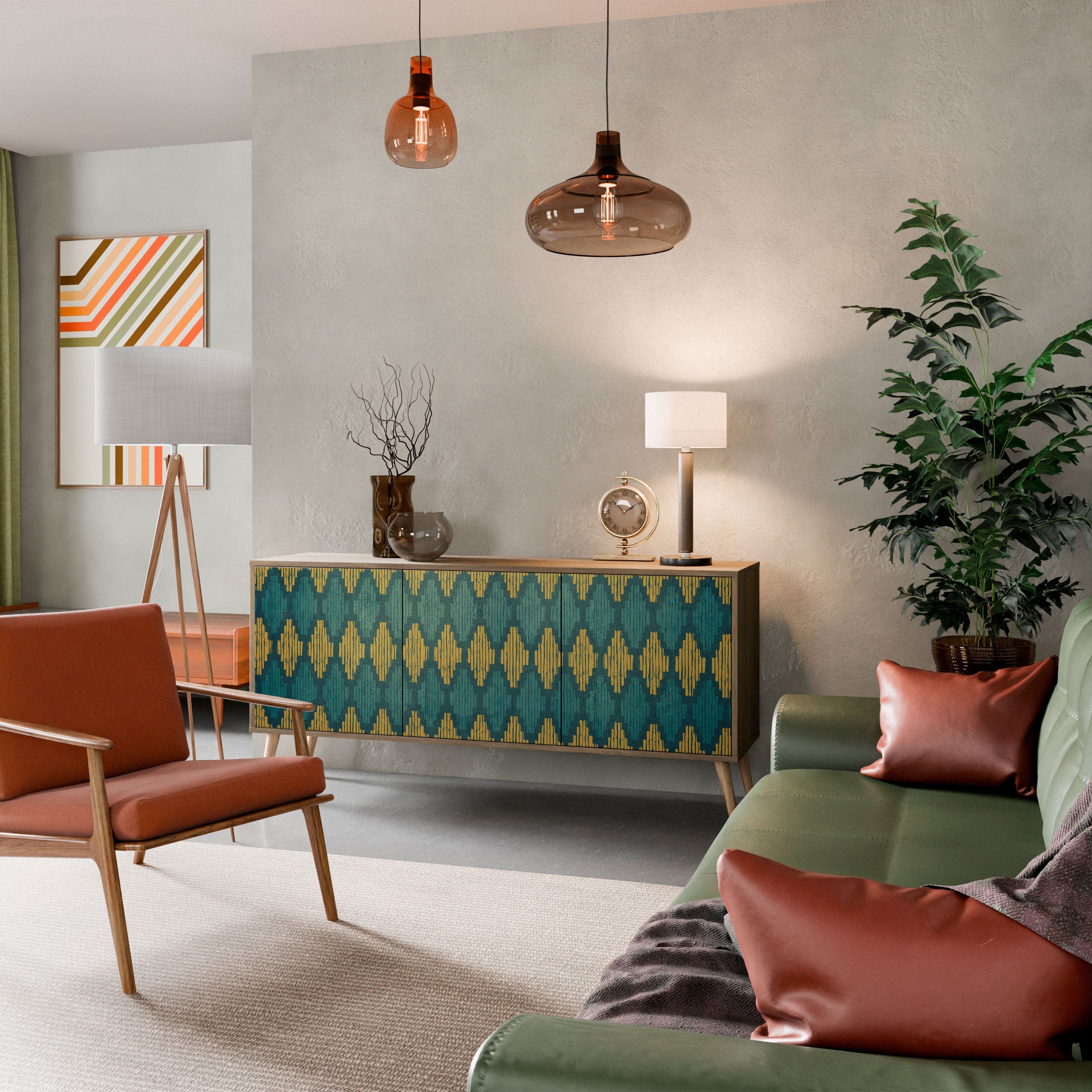 Buffet 3 portes POLYGONS effet chêne