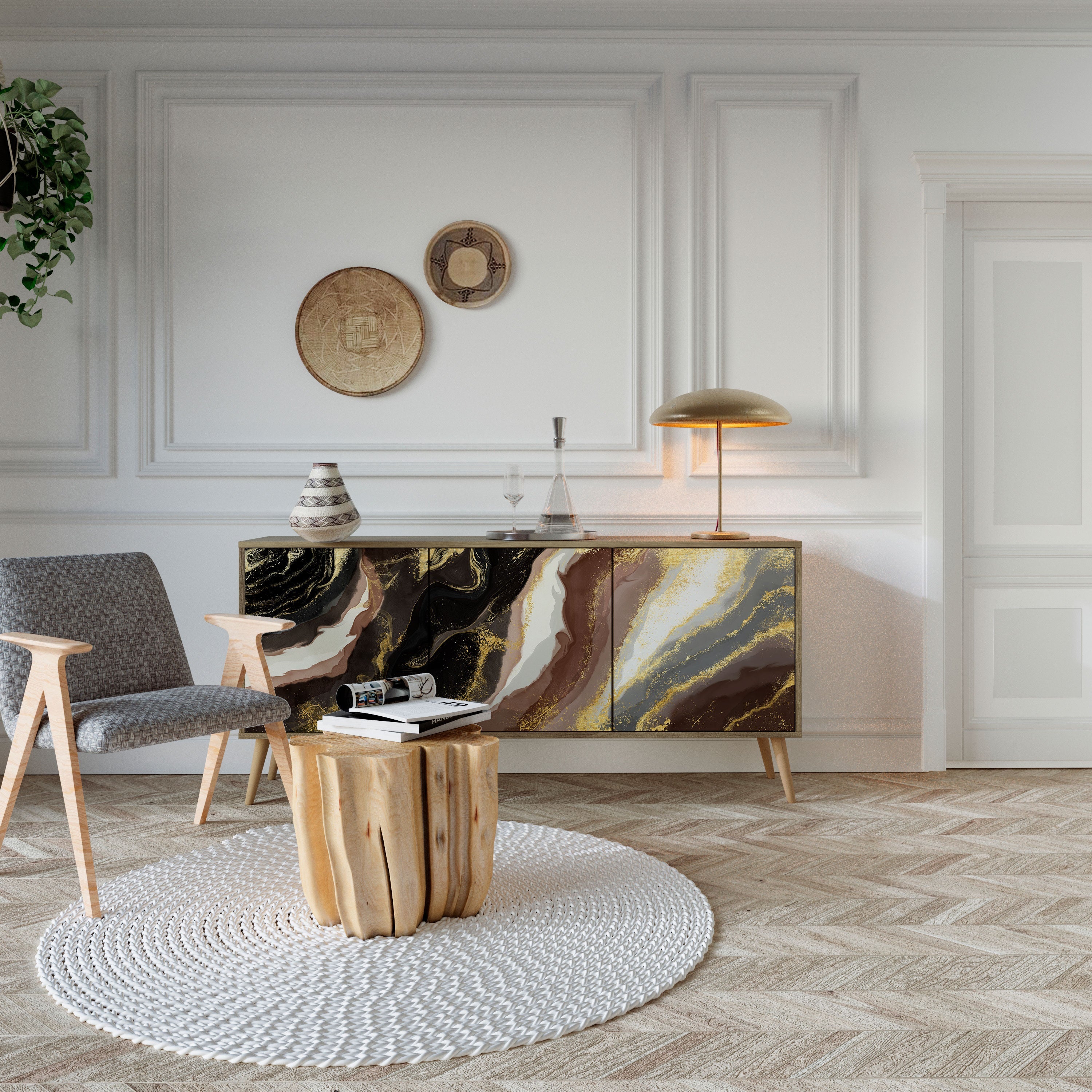 Buffet 3 portes effet chêne GOLD DUST