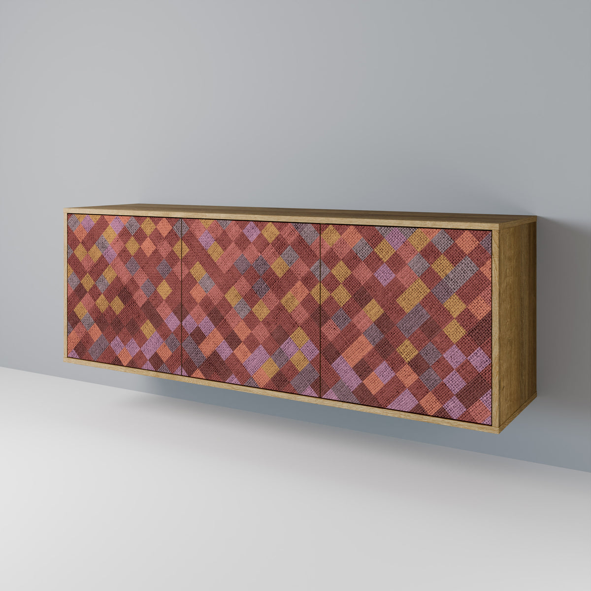 PAINTED SQUARES 3-Door Sideboard