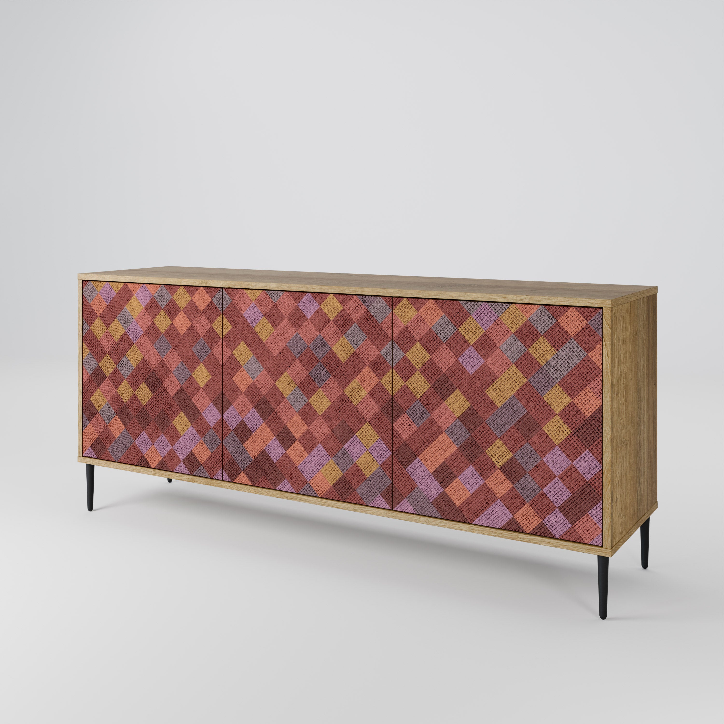 PAINTED SQUARES 3-Door Sideboard