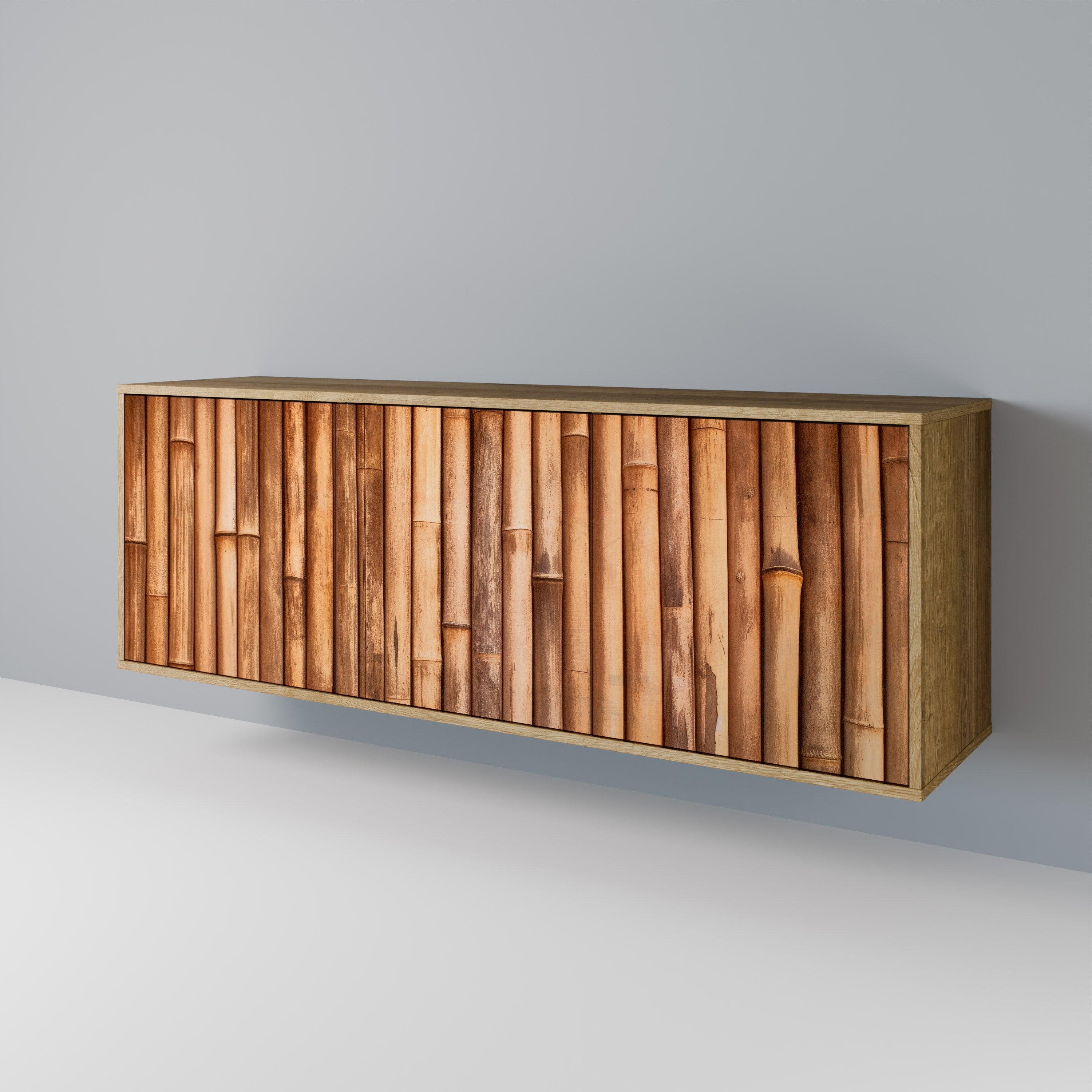 Buffet 3 portes en bois naturel effet chêne