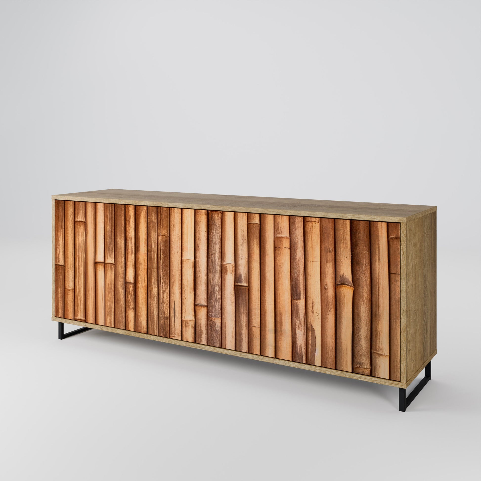 Buffet 3 portes en bois naturel effet chêne