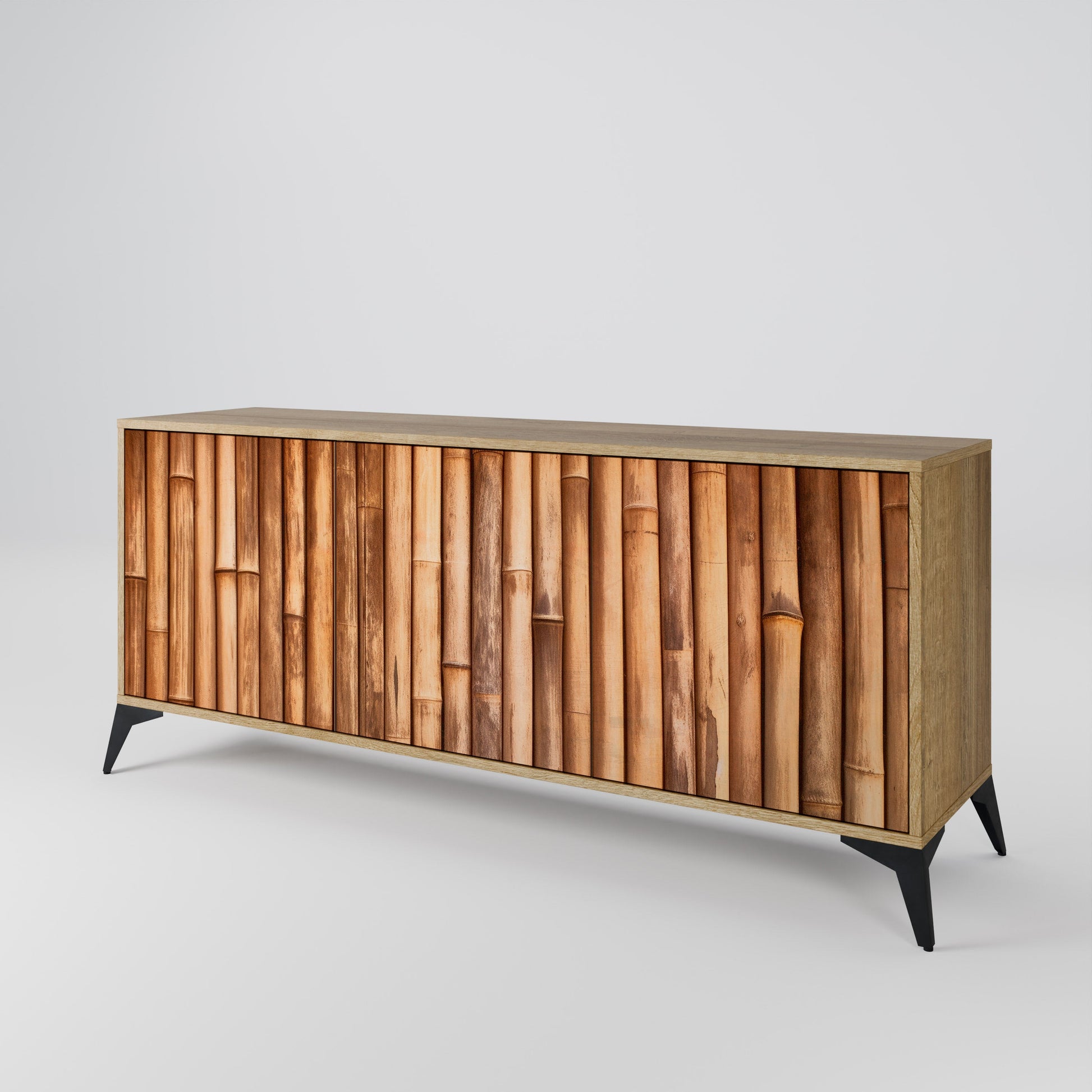 Buffet 3 portes en bois naturel effet chêne