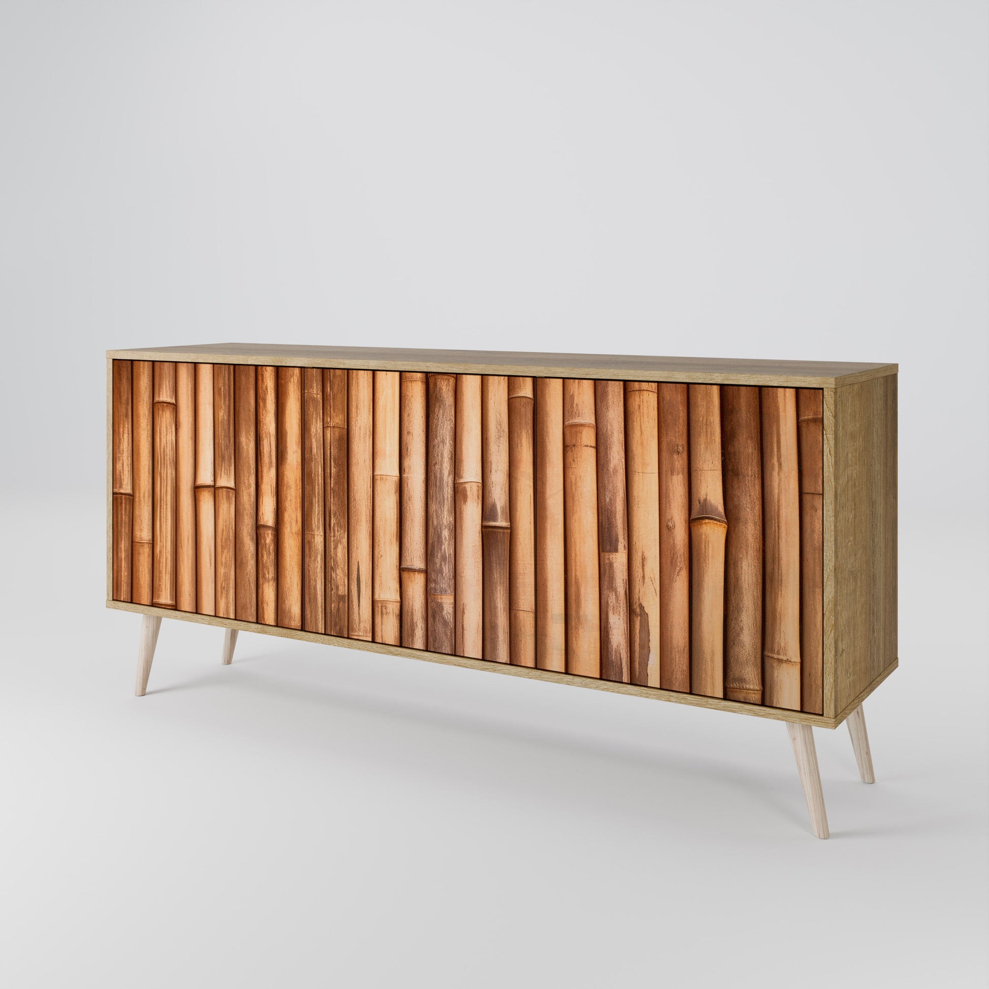 Buffet 3 portes en bois naturel effet chêne