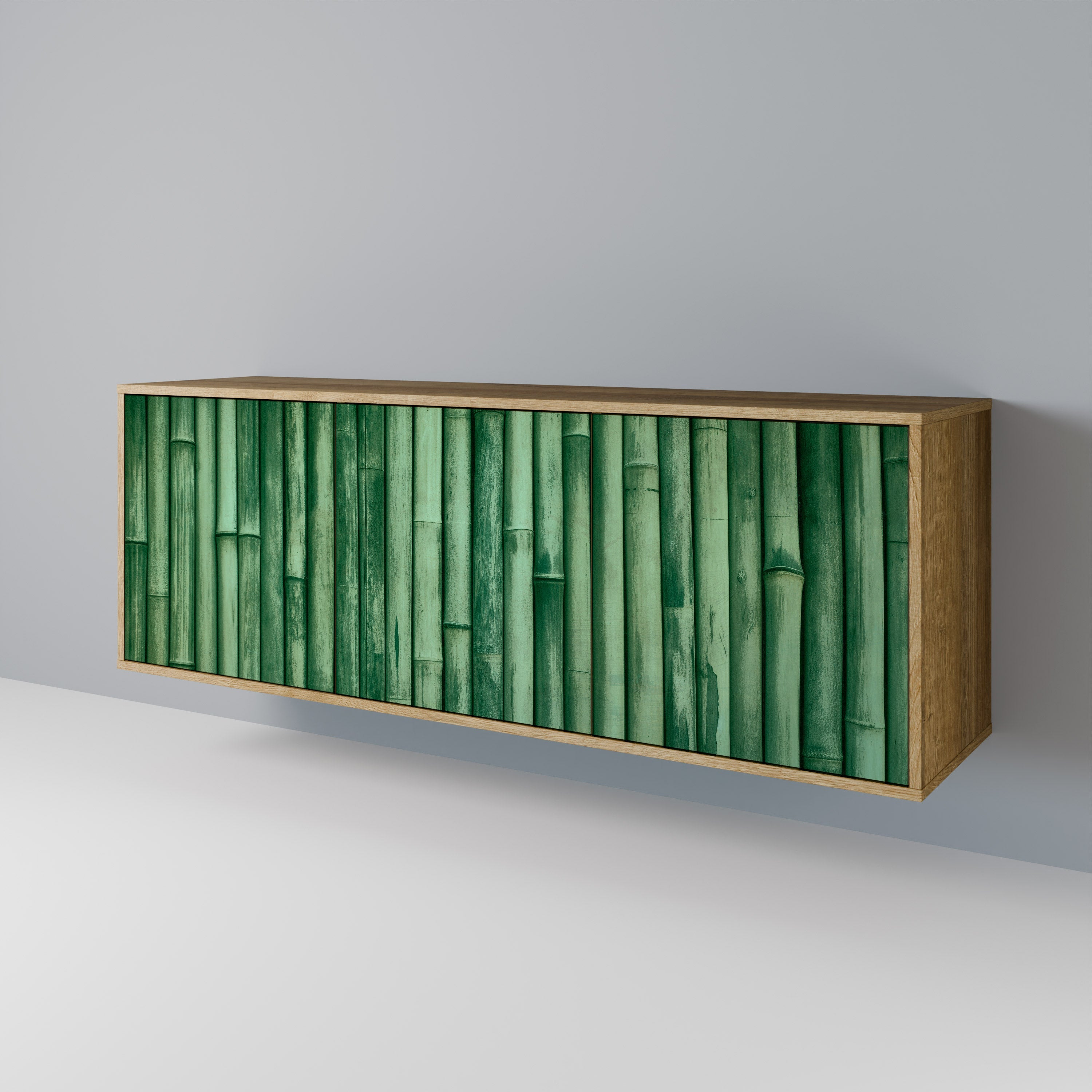 Buffet 3 portes VERT NATUREL effet chêne