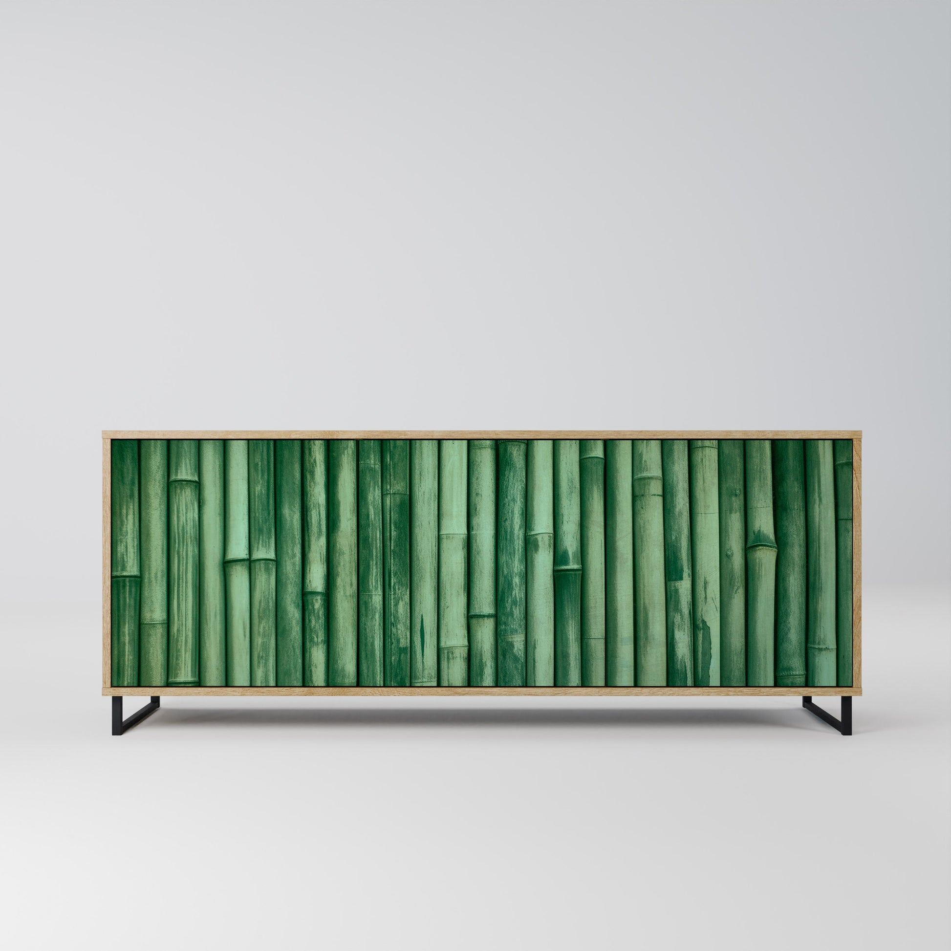 Buffet 3 portes VERT NATUREL effet chêne