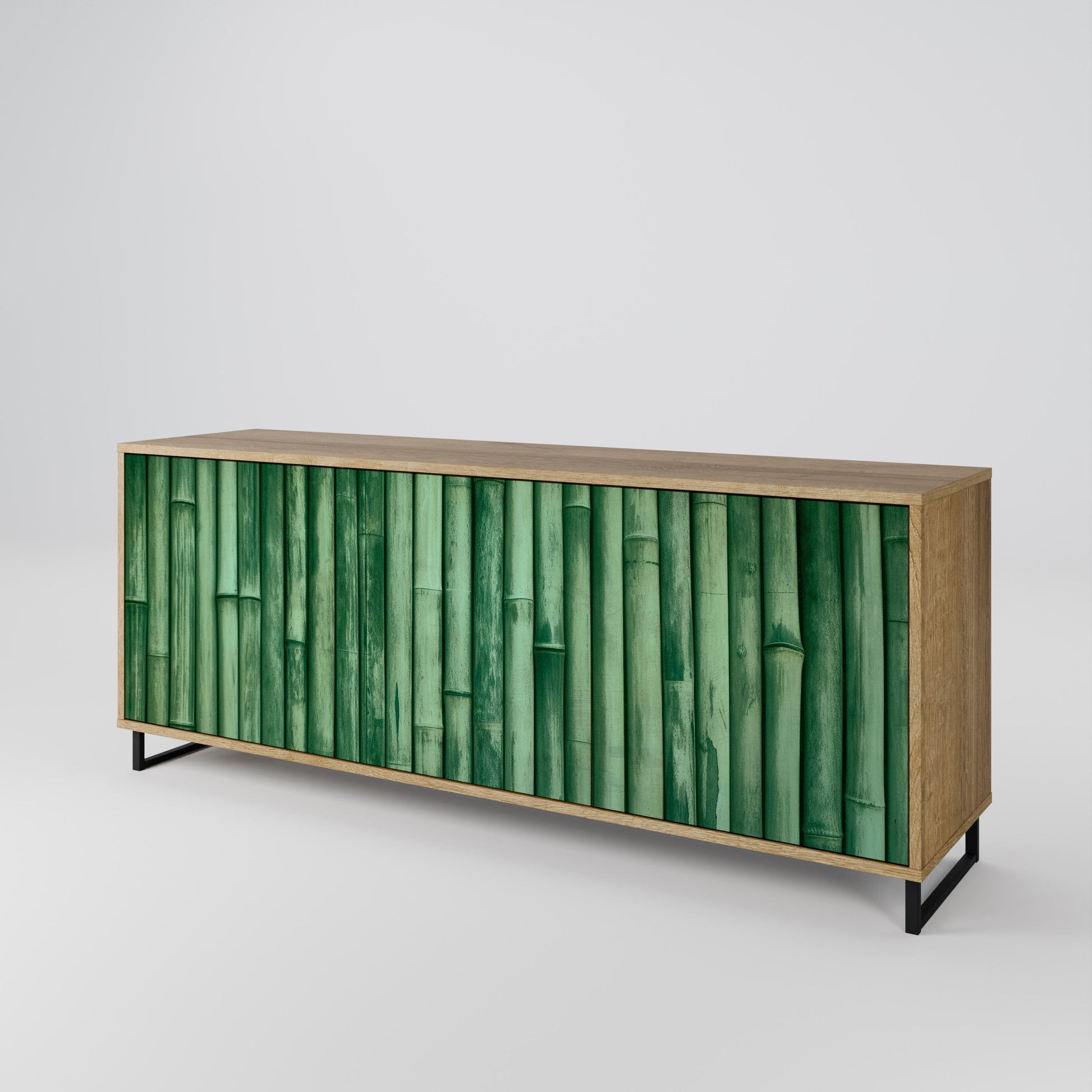Buffet 3 portes VERT NATUREL effet chêne