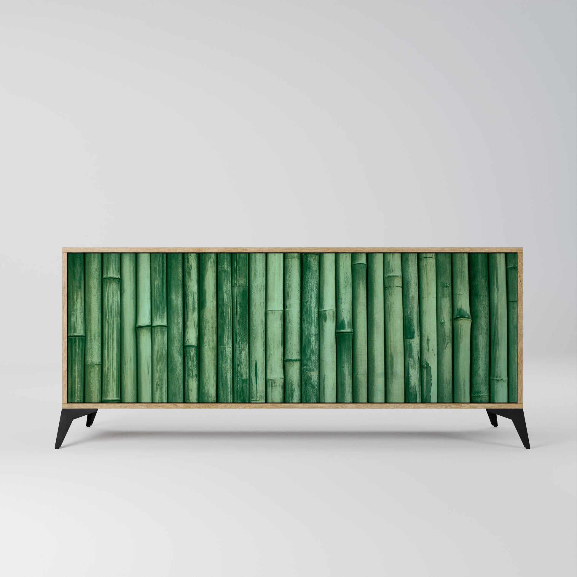 Buffet 3 portes VERT NATUREL effet chêne