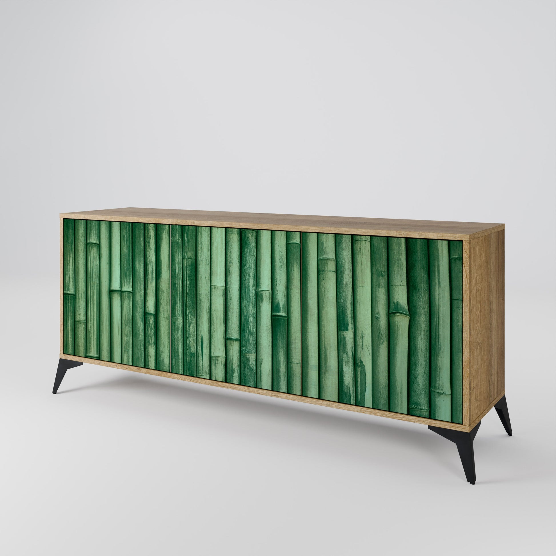 Buffet 3 portes VERT NATUREL effet chêne