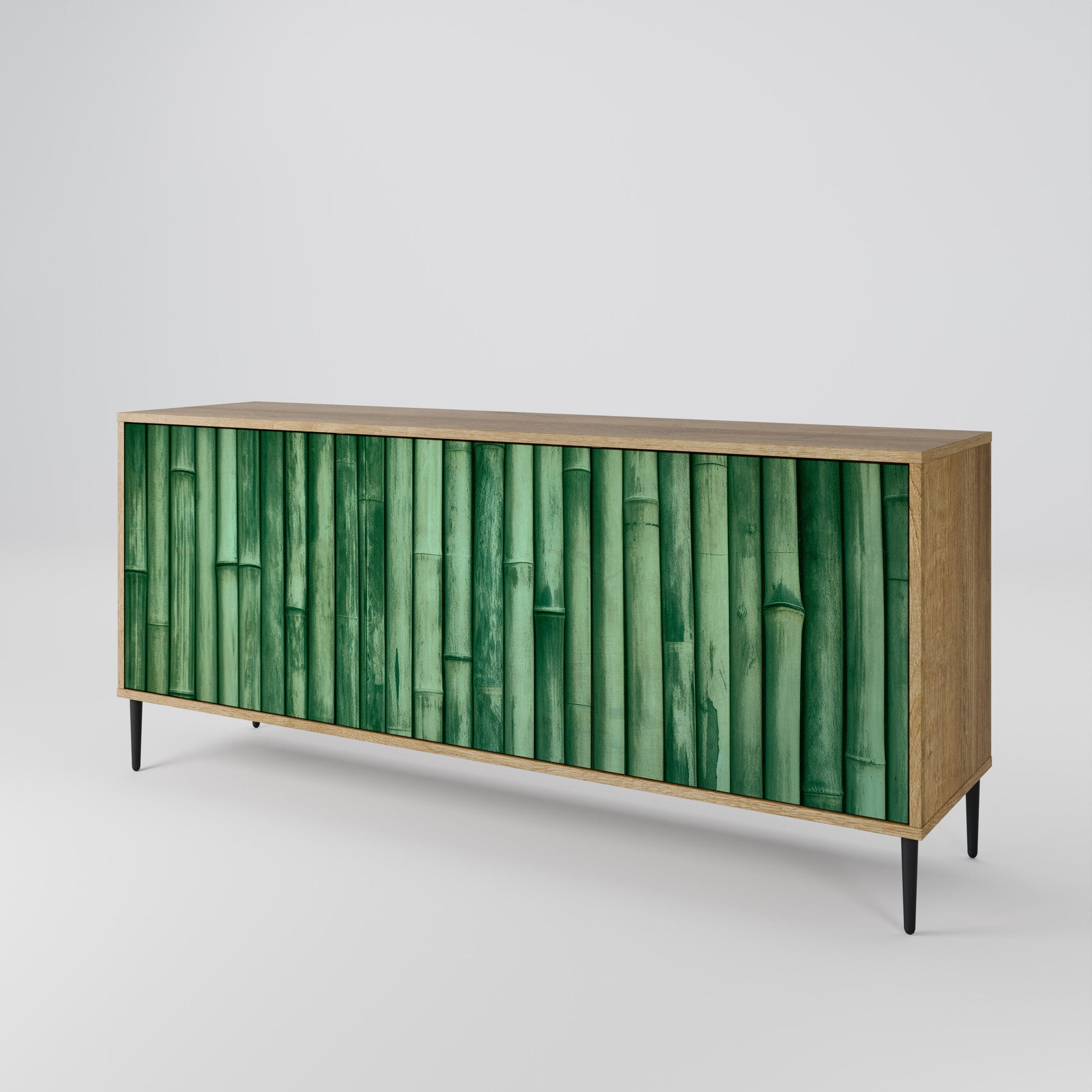 Buffet 3 portes VERT NATUREL effet chêne