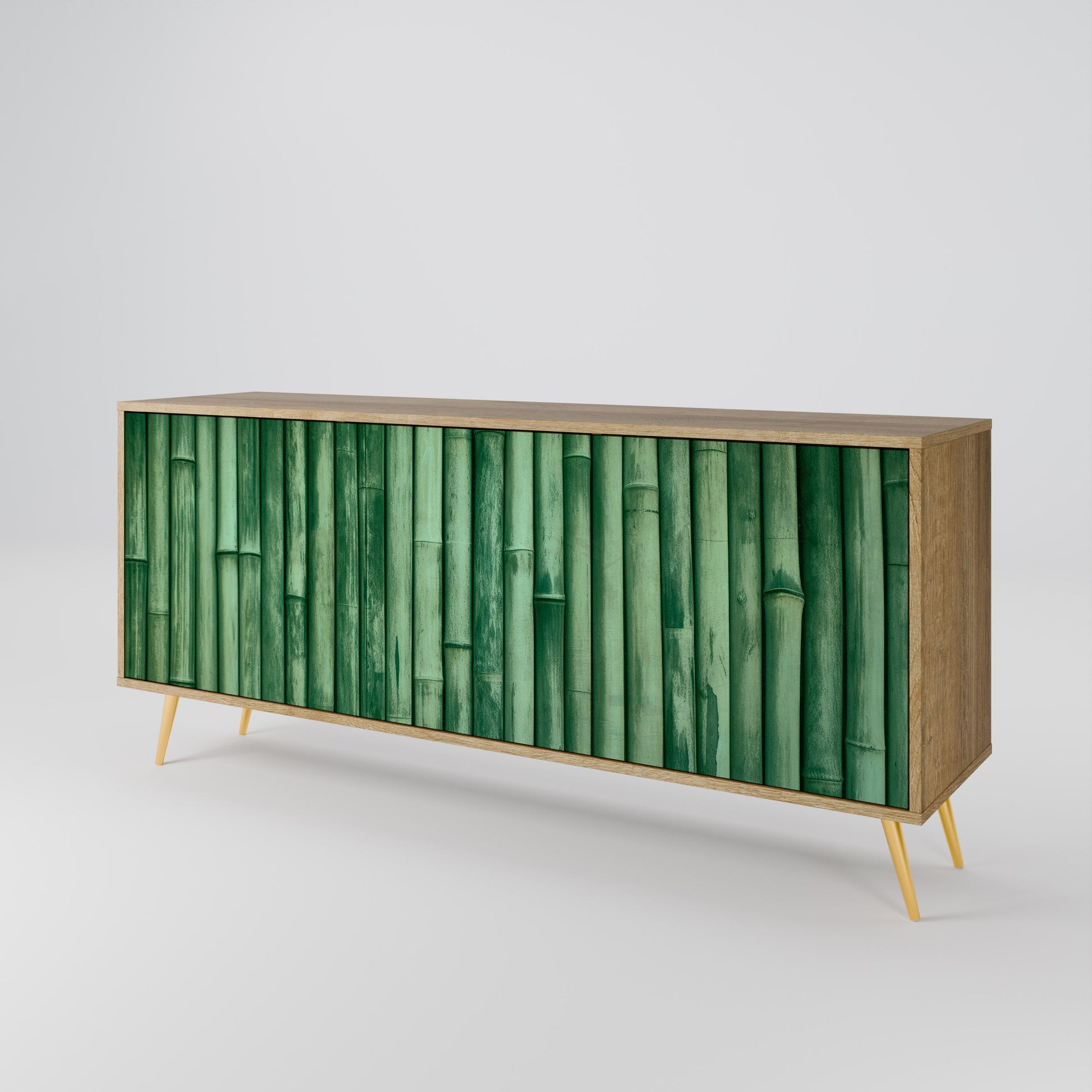 Buffet 3 portes VERT NATUREL effet chêne