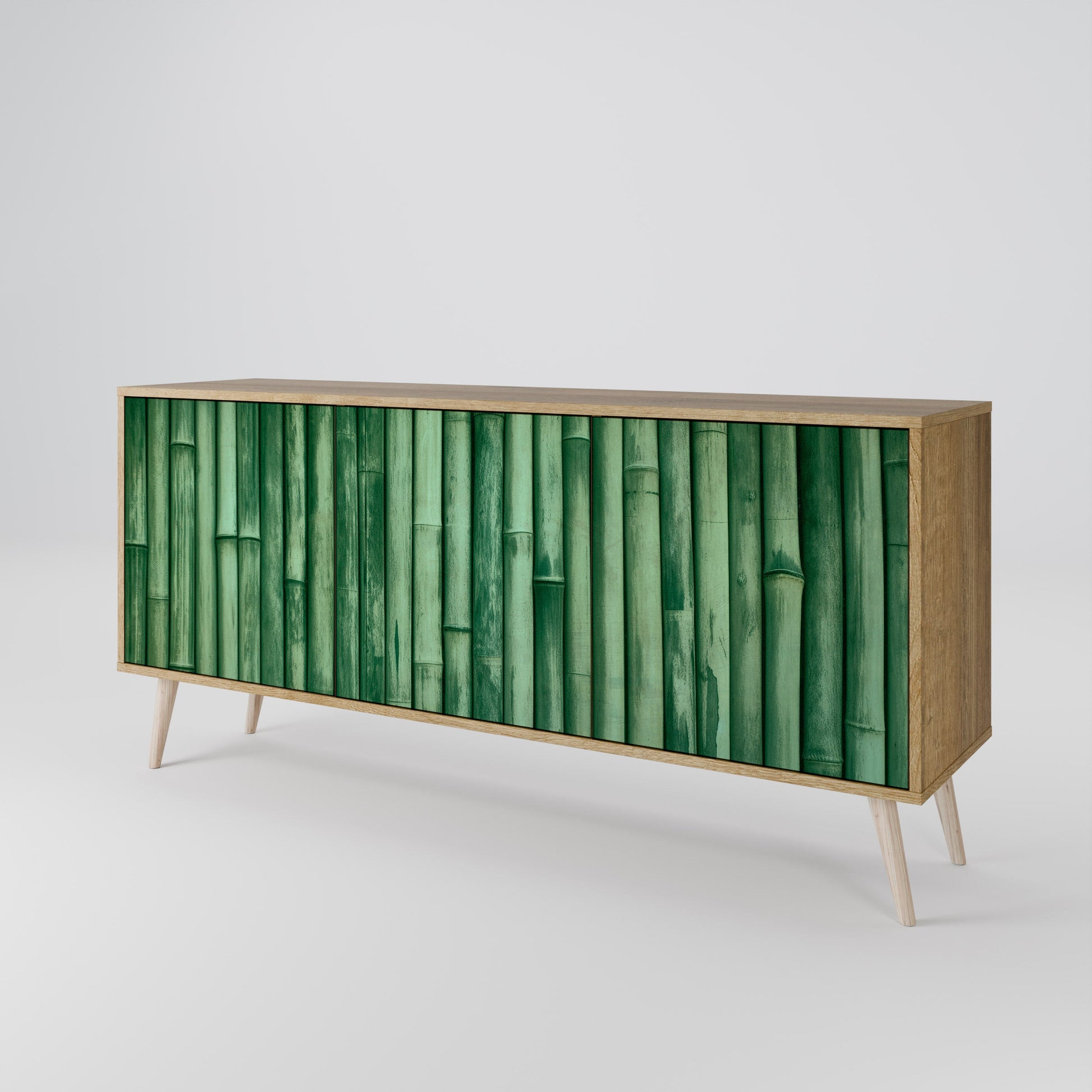 Buffet 3 portes VERT NATUREL effet chêne