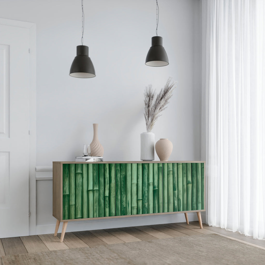 Buffet 3 portes VERT NATUREL effet chêne