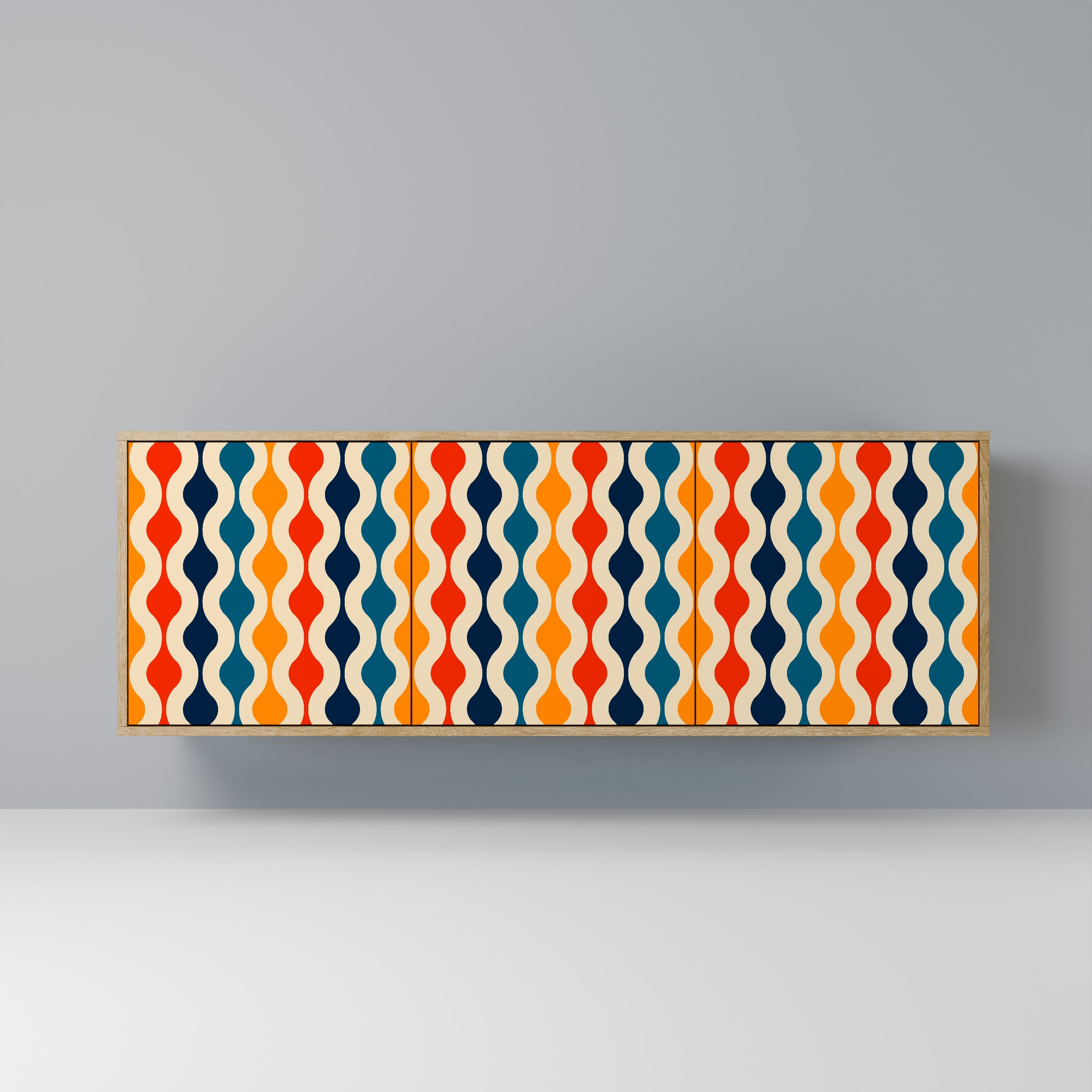 Buffet 3 portes COLORFUL NOSTALGIE effet chêne