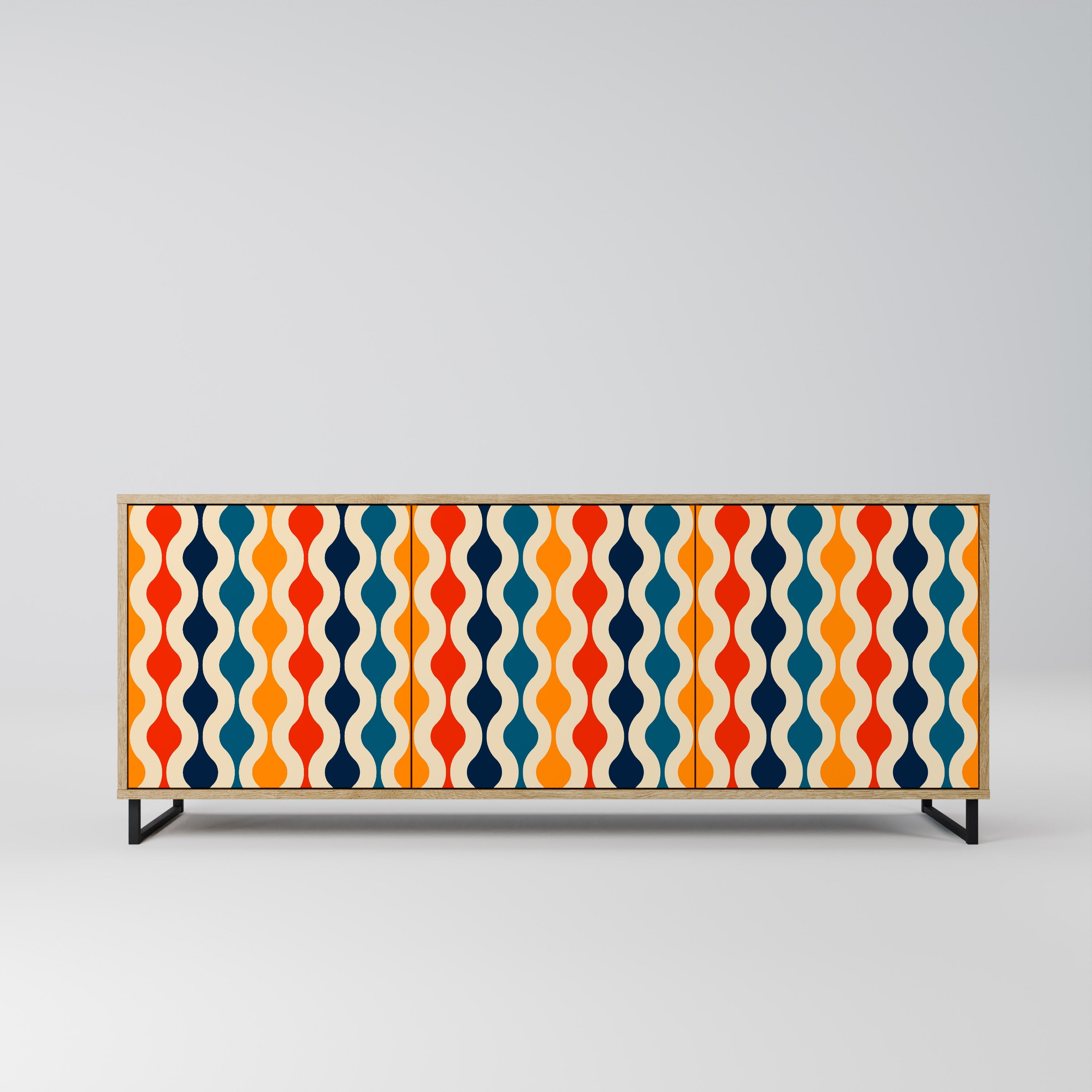 Buffet 3 portes COLORFUL NOSTALGIE effet chêne