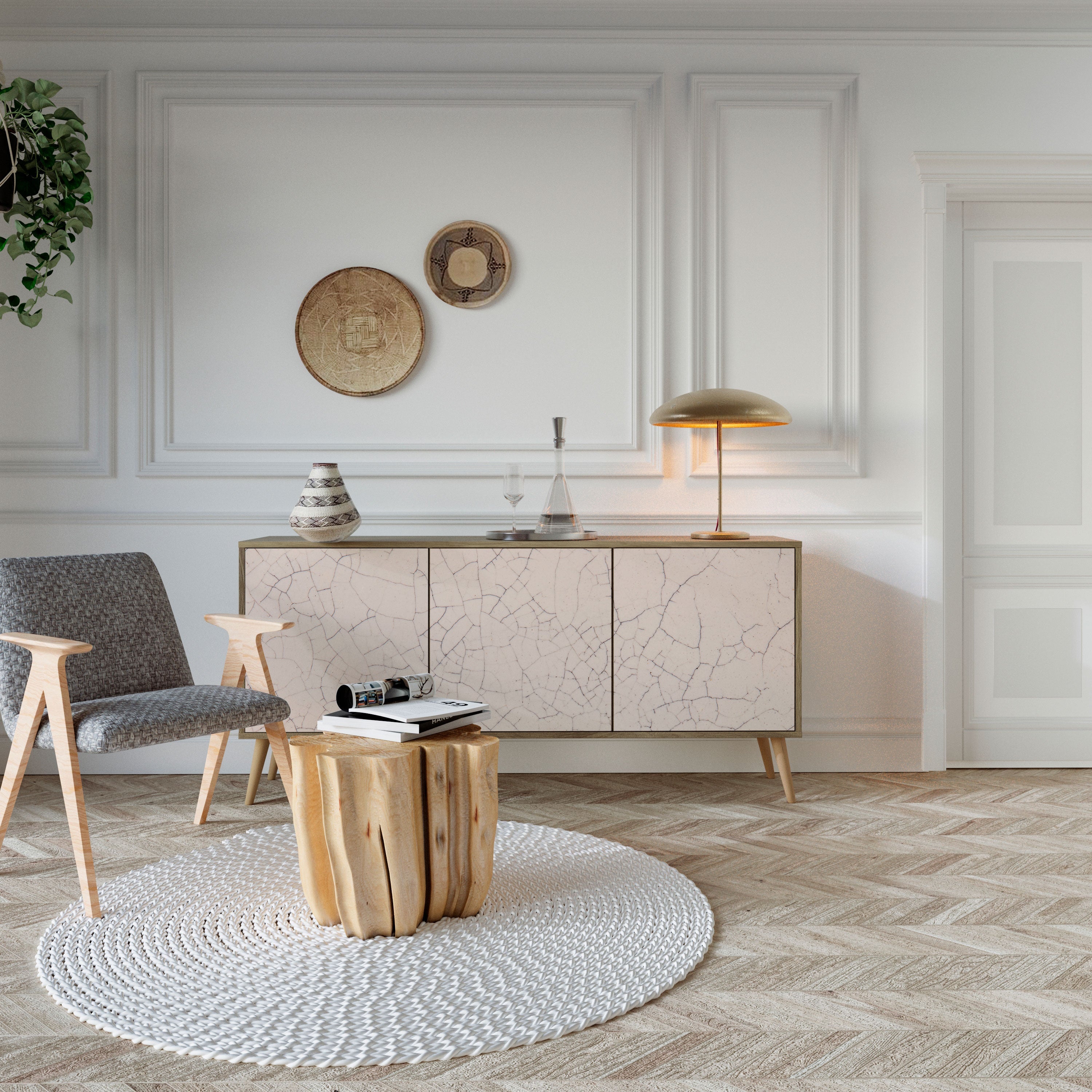 Buffet 3 portes effet chêne TEXTURE CÉRAMIQUE