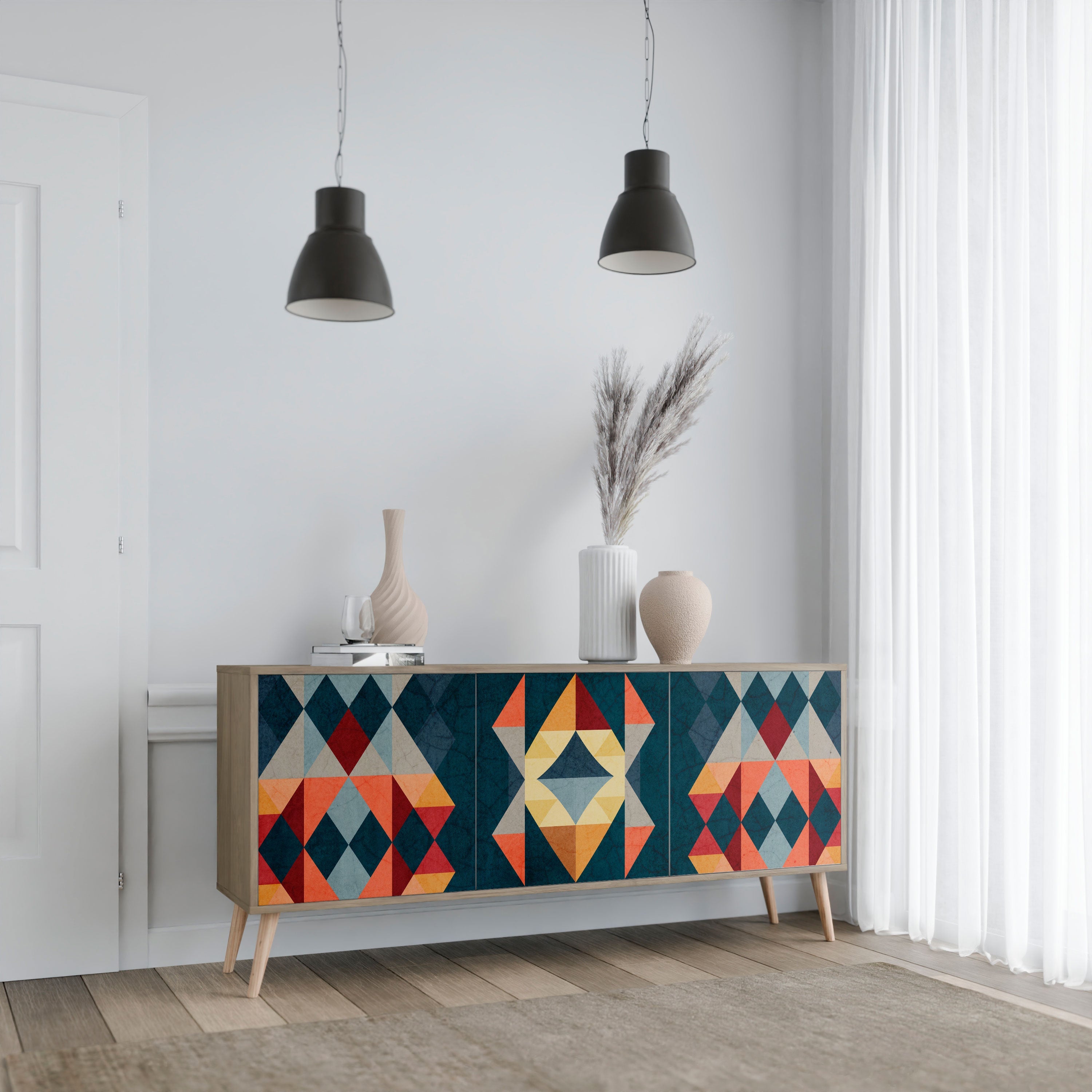 Buffet 3 portes effet chêne ILLUSION CRACKED