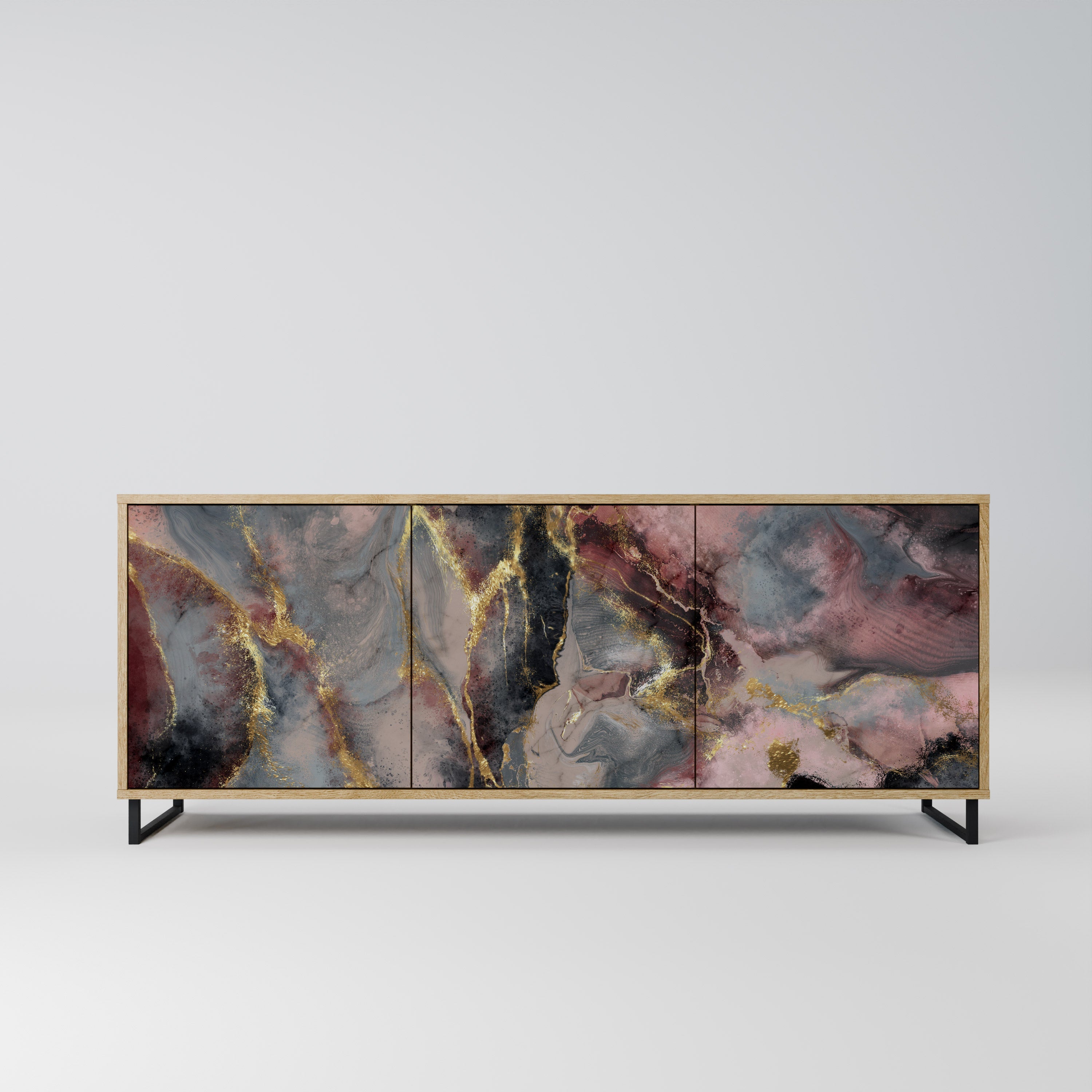 Buffet 3 portes GOLDEN TIDES effet chêne