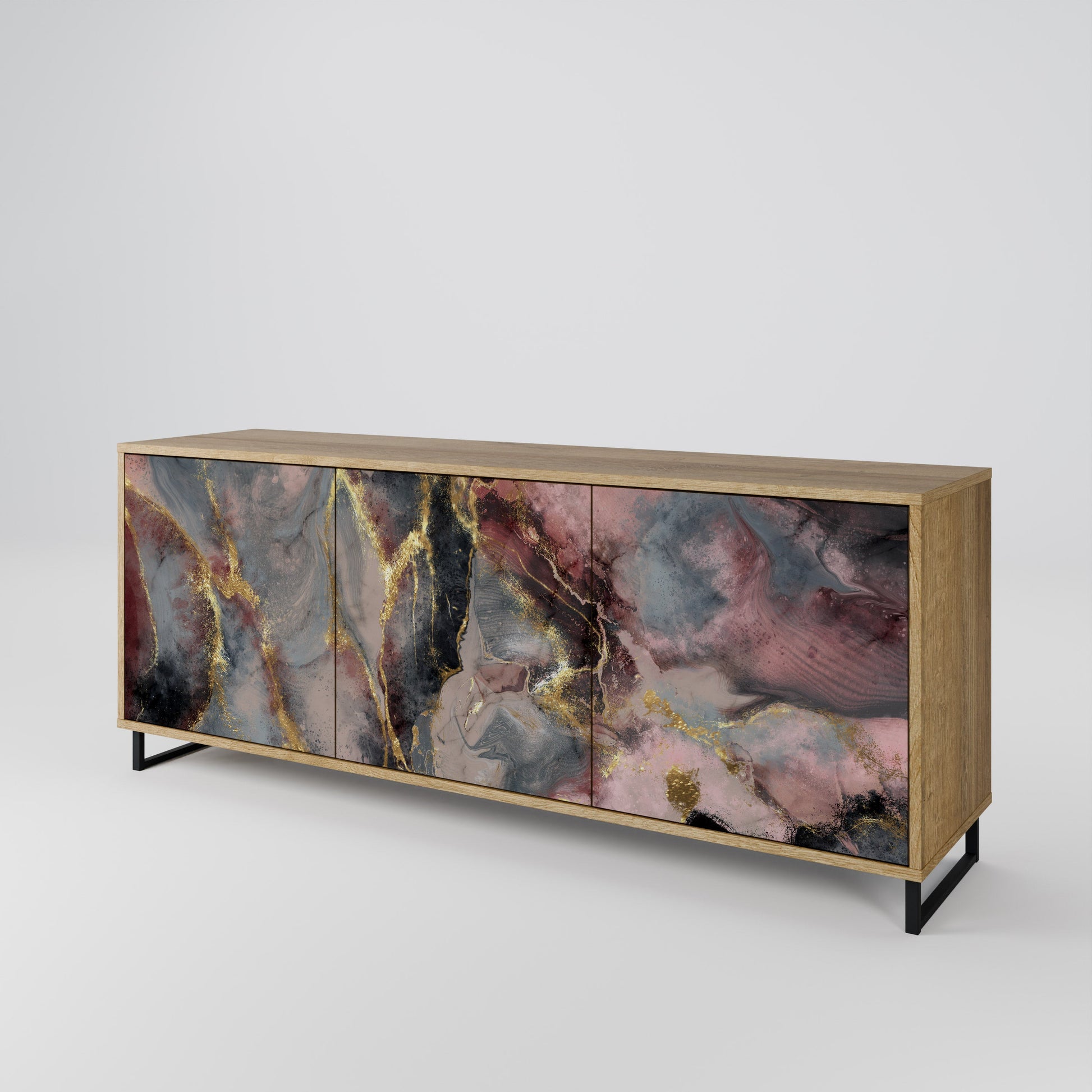 Buffet 3 portes GOLDEN TIDES effet chêne