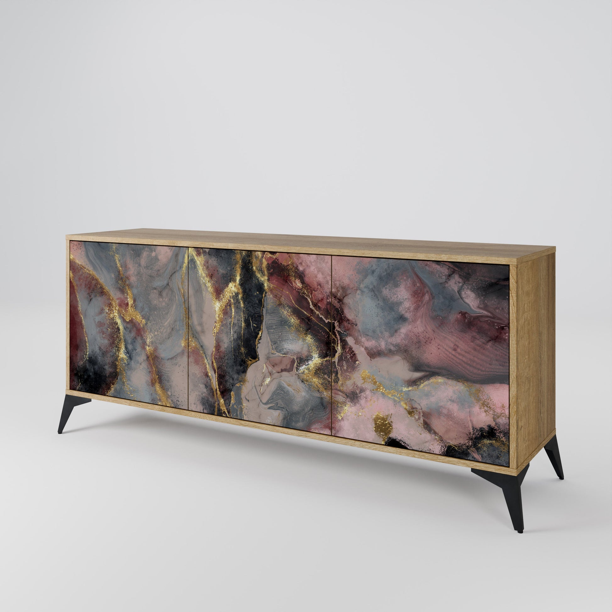 Buffet 3 portes GOLDEN TIDES effet chêne