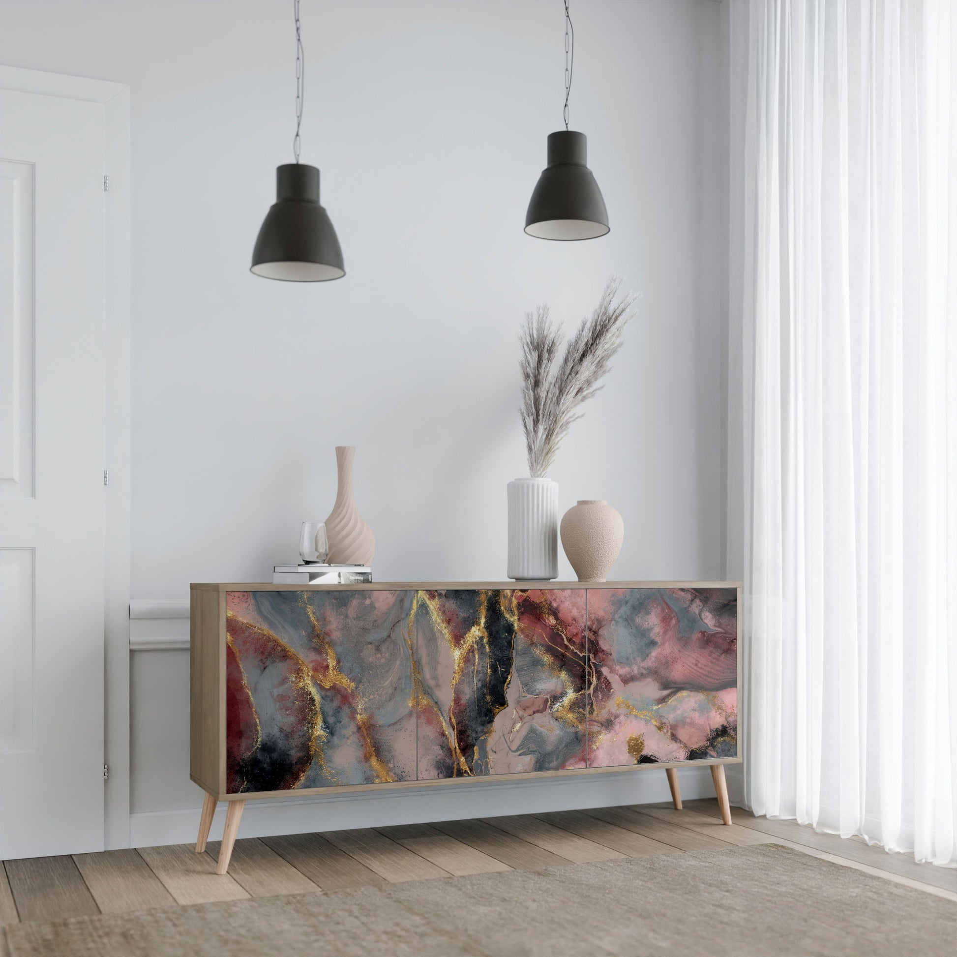 Buffet 3 portes GOLDEN TIDES effet chêne